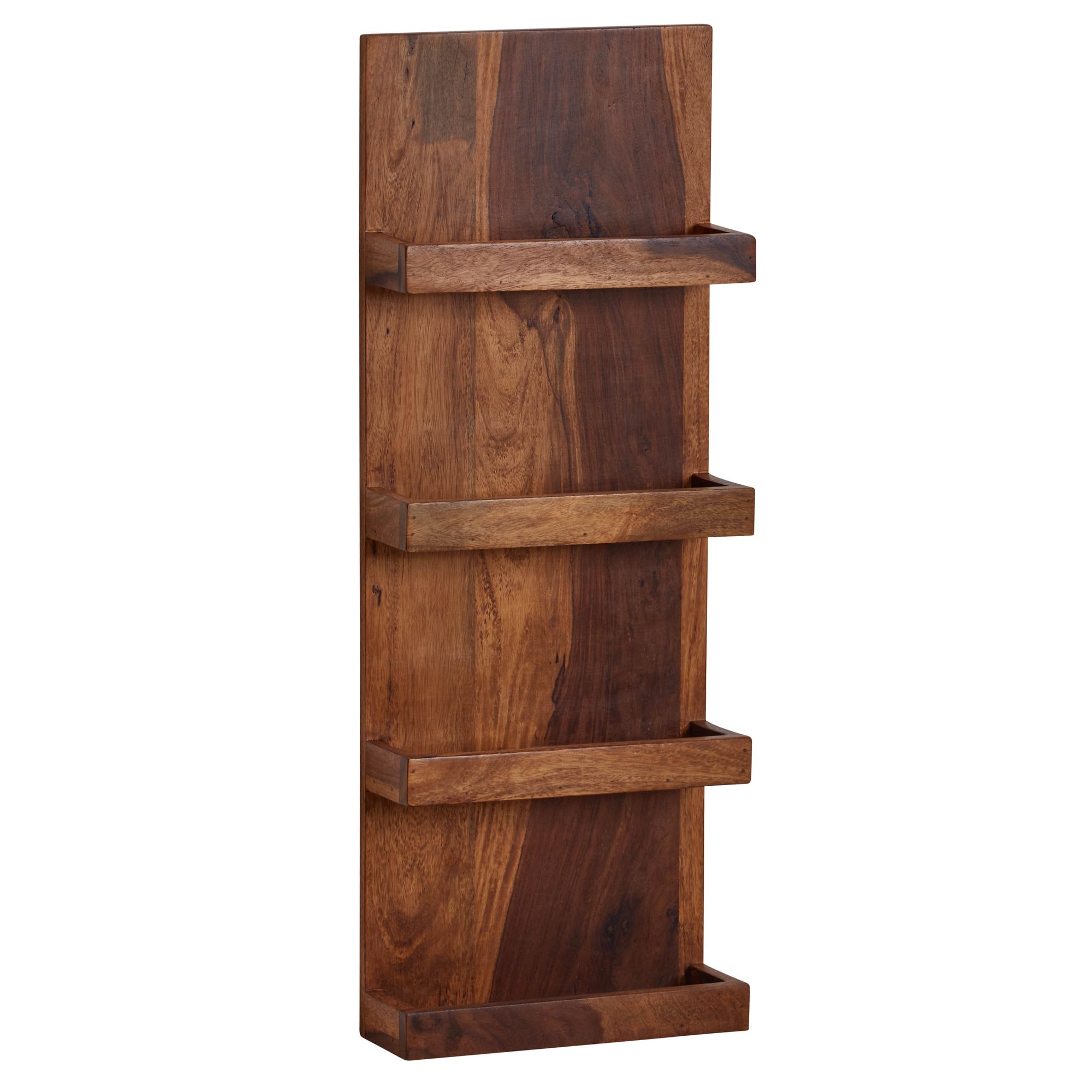 FineBuy Wandregal 30x80x10 cm Sheesham Massivholz Hängeregal Modern Schwebend, Großes Design Schweberegal, Regal Hängend Wohnzimmer, Bücherregal Wand