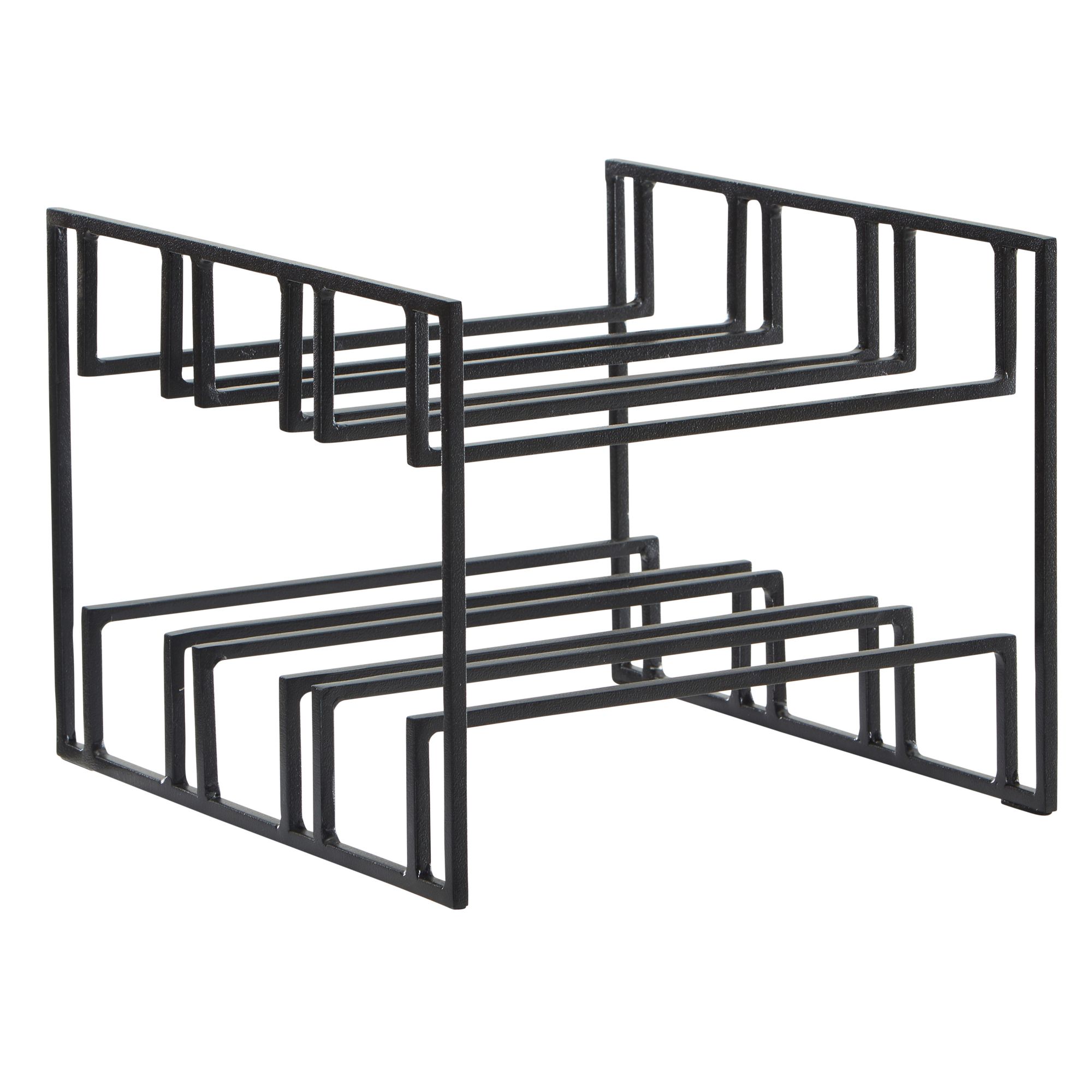 FineBuy Weinflaschenhalter für 6 Flaschen 29x21x25 cm Weinregal Schwarz Metall, Flaschenhalter Eisen Modern, Weinständer Weinhalter Tisch Küche
