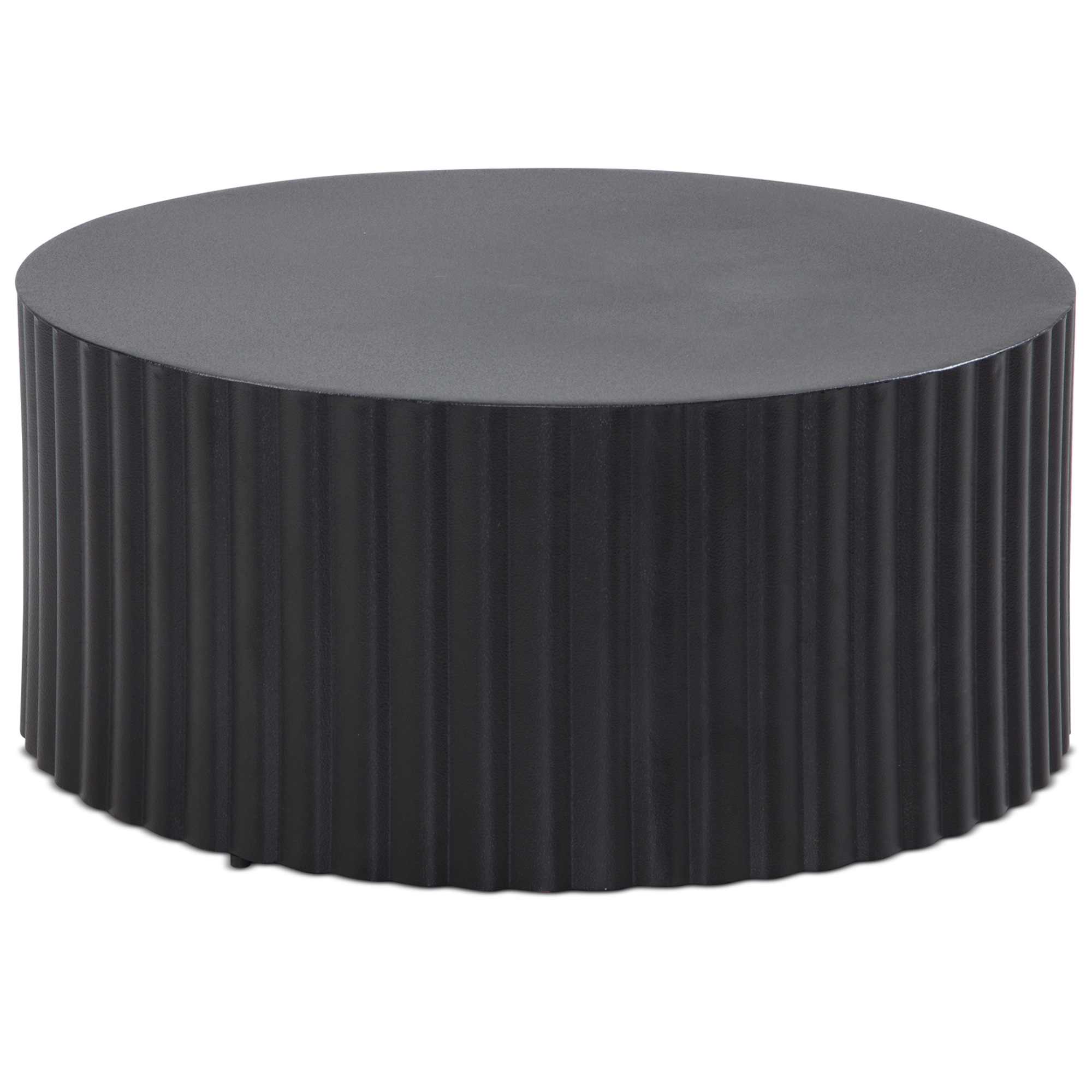 FineBuy Design Couchtisch rund 70 cm Metall Schwarz - Handgefertigter Aluminium Wohnzimmertisch mit Lamellenstruktur - Moderner Sofatisch Wohnzimmer