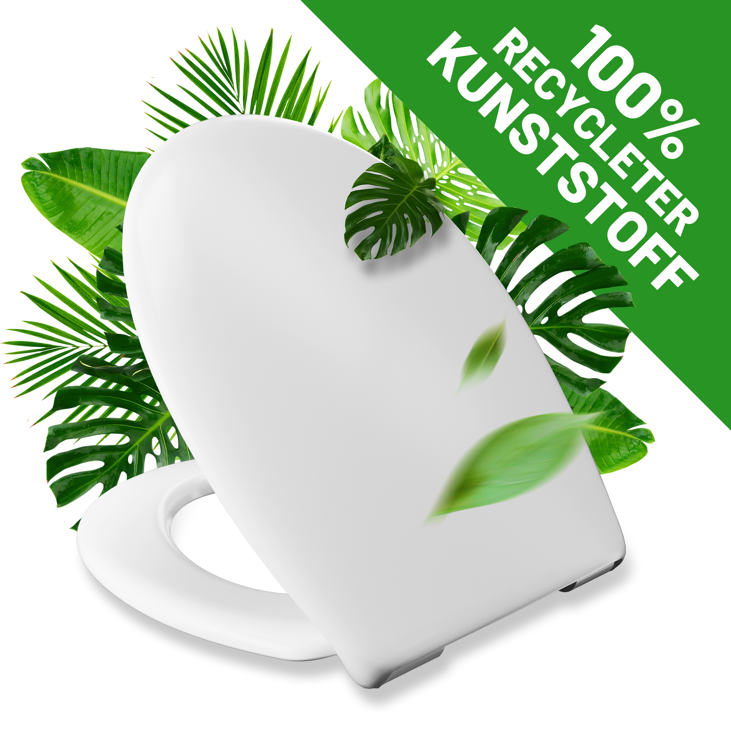 Luvett® Recycling WC-Sitz R700 Öko oval mit Absenkautomatik, Blauer Engel zertifiziert, Abnahmefunktion und 3 Montage-Varianten