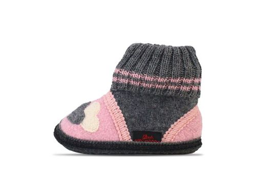 Beck Beck Hüttenschuh Little Hearts | Hausschuhe für Kinder | Rosa