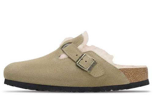 Birkenstock Boston Lammfell | Sandalen für Unisex | Taupe