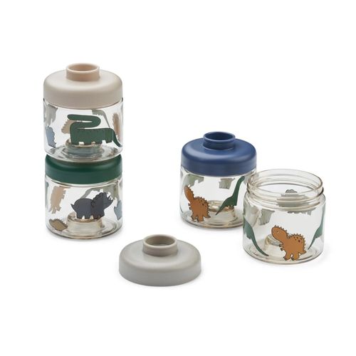 Liewood Dominique Baby Nahrungsboxen 4er Pack | Accessoires Kinder für Kinder | Dinosaurs / Mist
