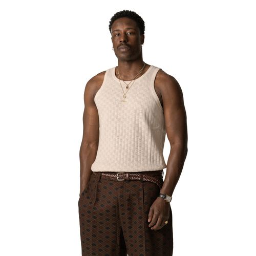 BLKVIS Pointelle Script Tank | Tank Tops für Herren | Antique White