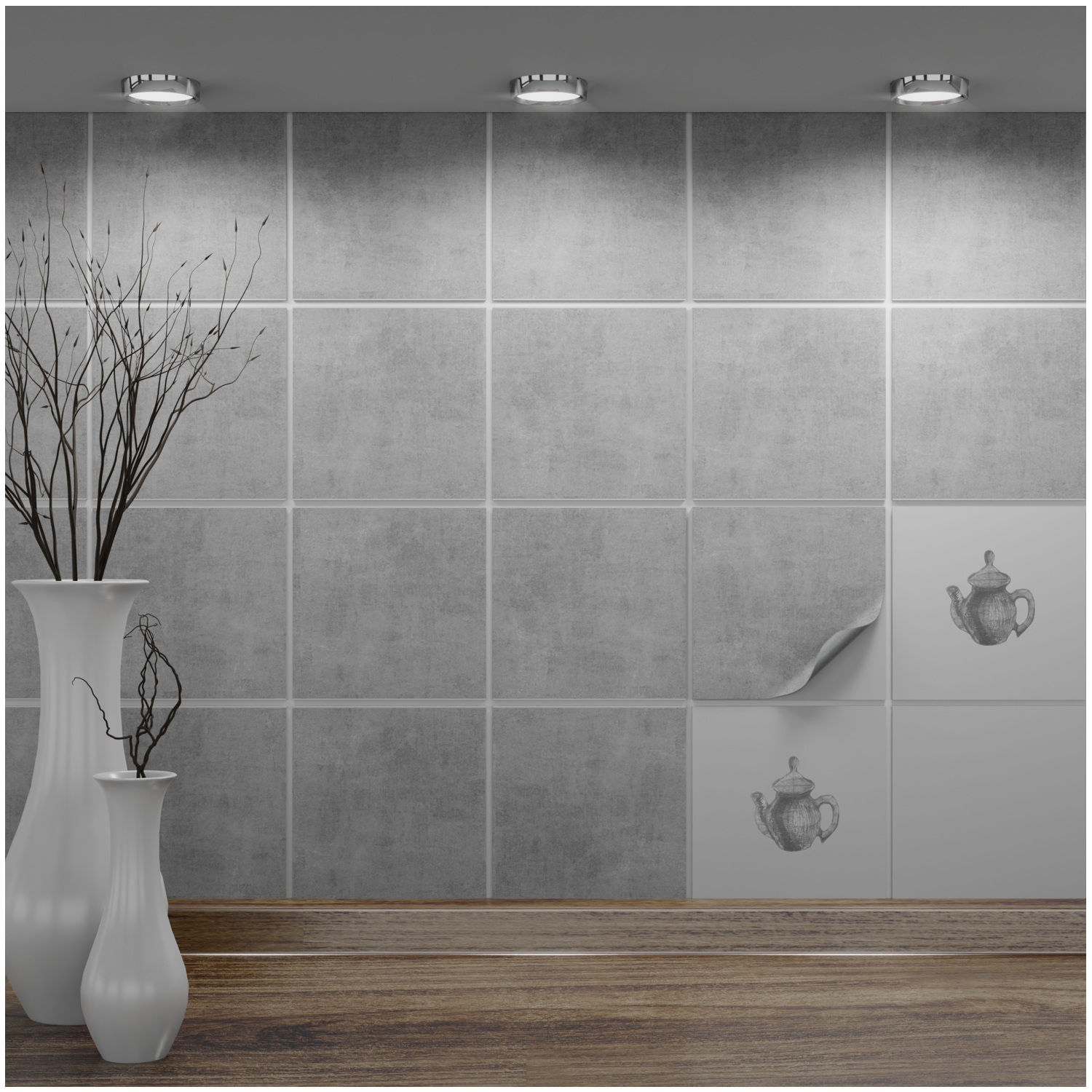 Fliesenaufkleber 15x15 cm für Küche, Bad - Fliesenfolie Greydi - FoLIESEN