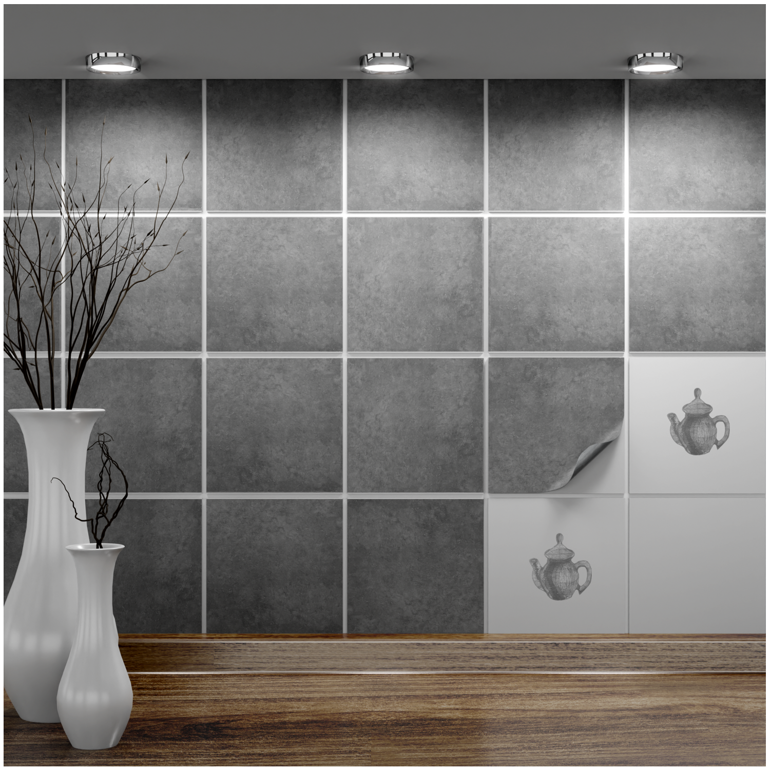 Fliesenaufkleber 15x15 cm für Küche, Bad - Fliesenfolie Beton - FoLIESEN
