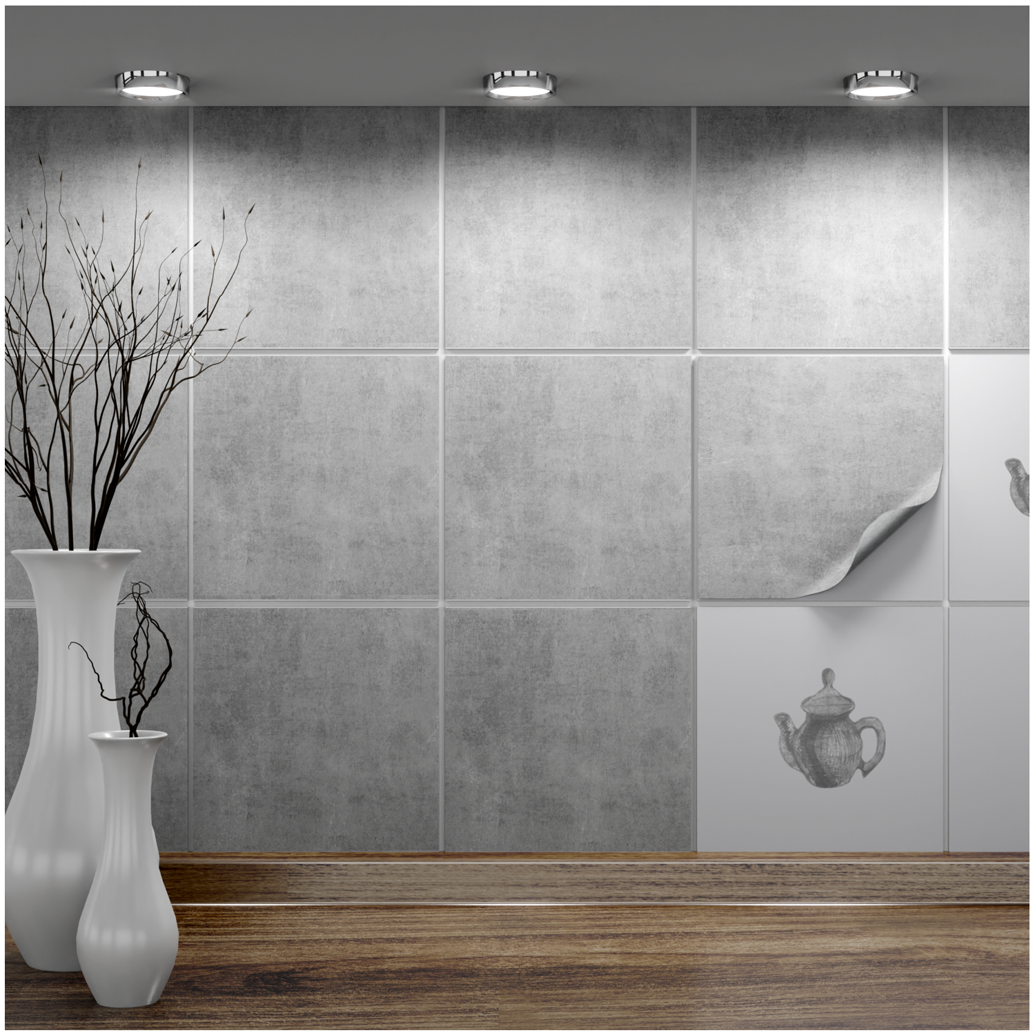Fliesenaufkleber 20x20 cm für Küche, Bad - Fliesenfolie Greydi - FoLIESEN