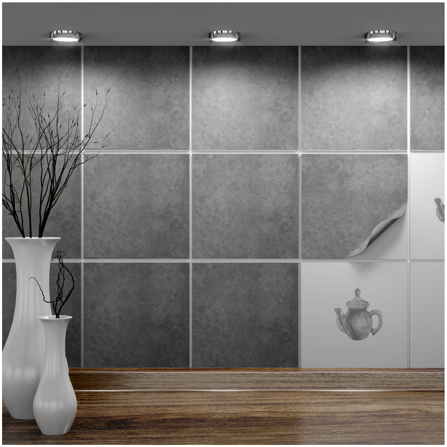 Fliesenaufkleber 20x20 cm für Küche, Bad - Fliesenfolie Beton - FoLIESEN