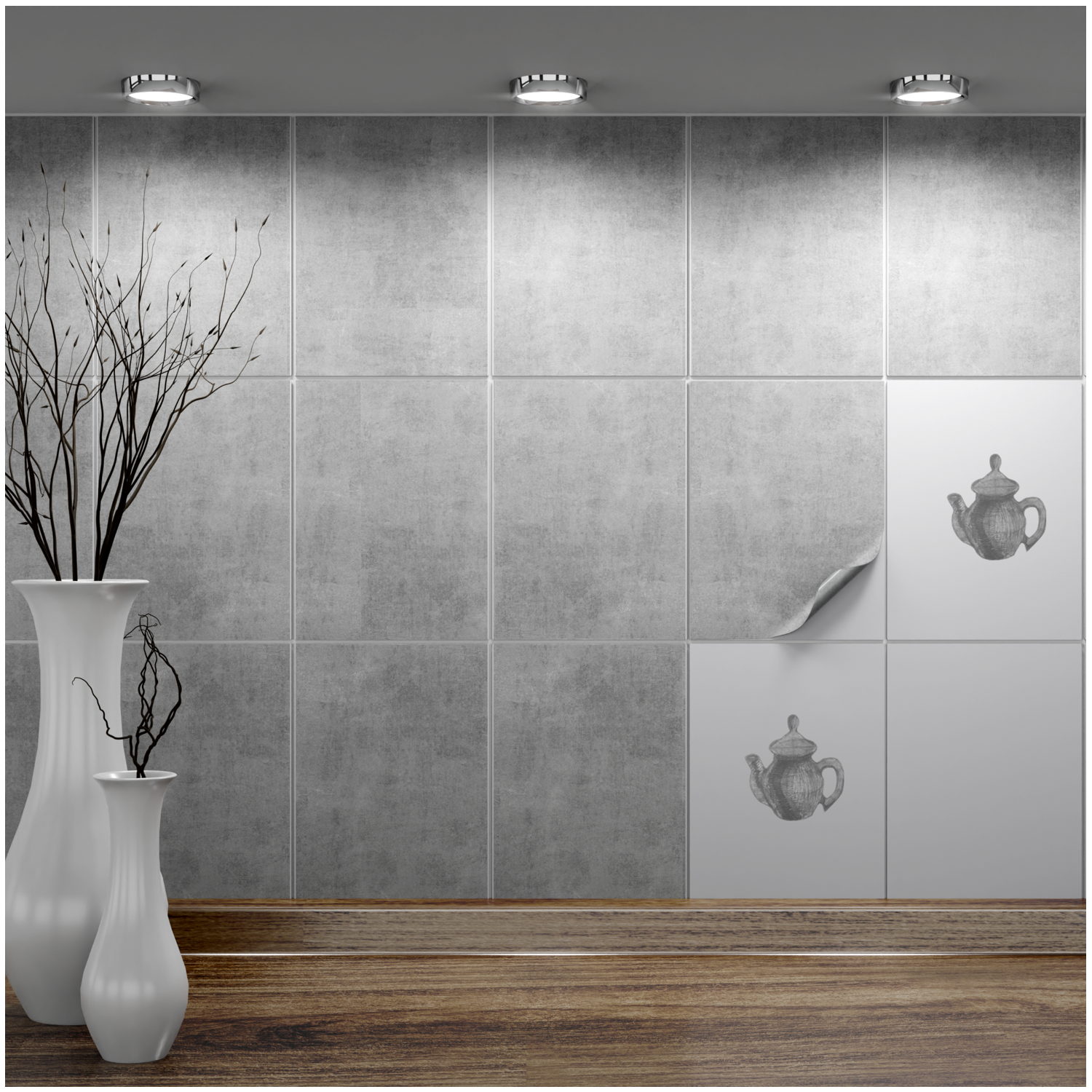 Fliesenaufkleber 15x20 cm für Küche, Bad - Fliesenfolie Greydi - FoLIESEN