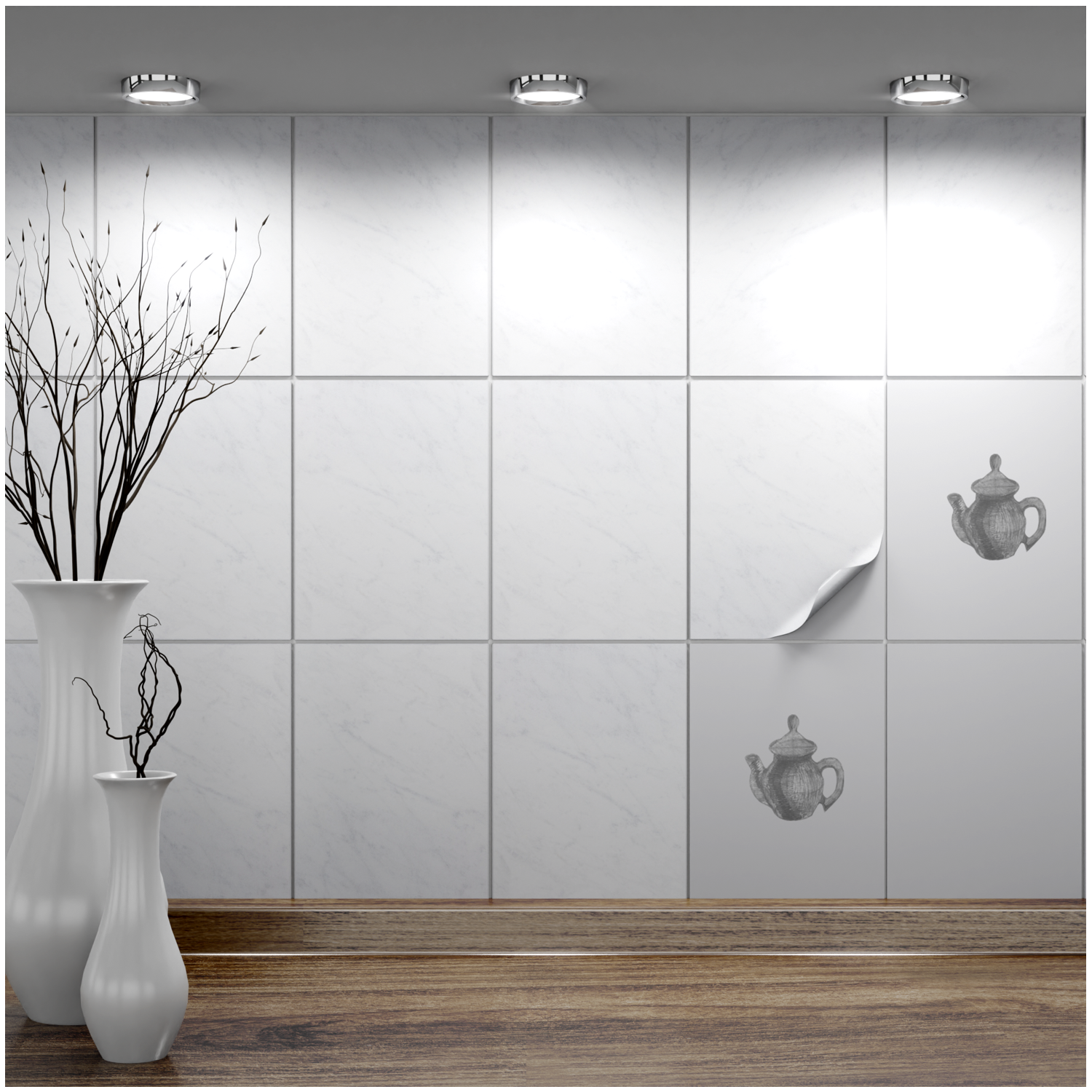 Fliesenaufkleber 15x20 cm für Küche, Bad - Fliesenfolie White Marble - FoLIESEN