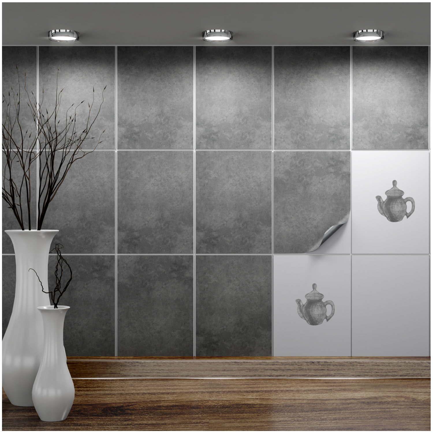 Fliesenaufkleber 15x20 cm für Küche, Bad - Fliesenfolie Beton - FoLIESEN