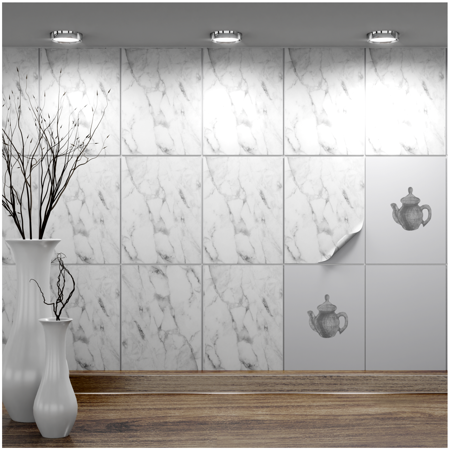 Fliesenaufkleber 15x20 cm für Küche, Bad - Fliesenfolie Marmor - FoLIESEN