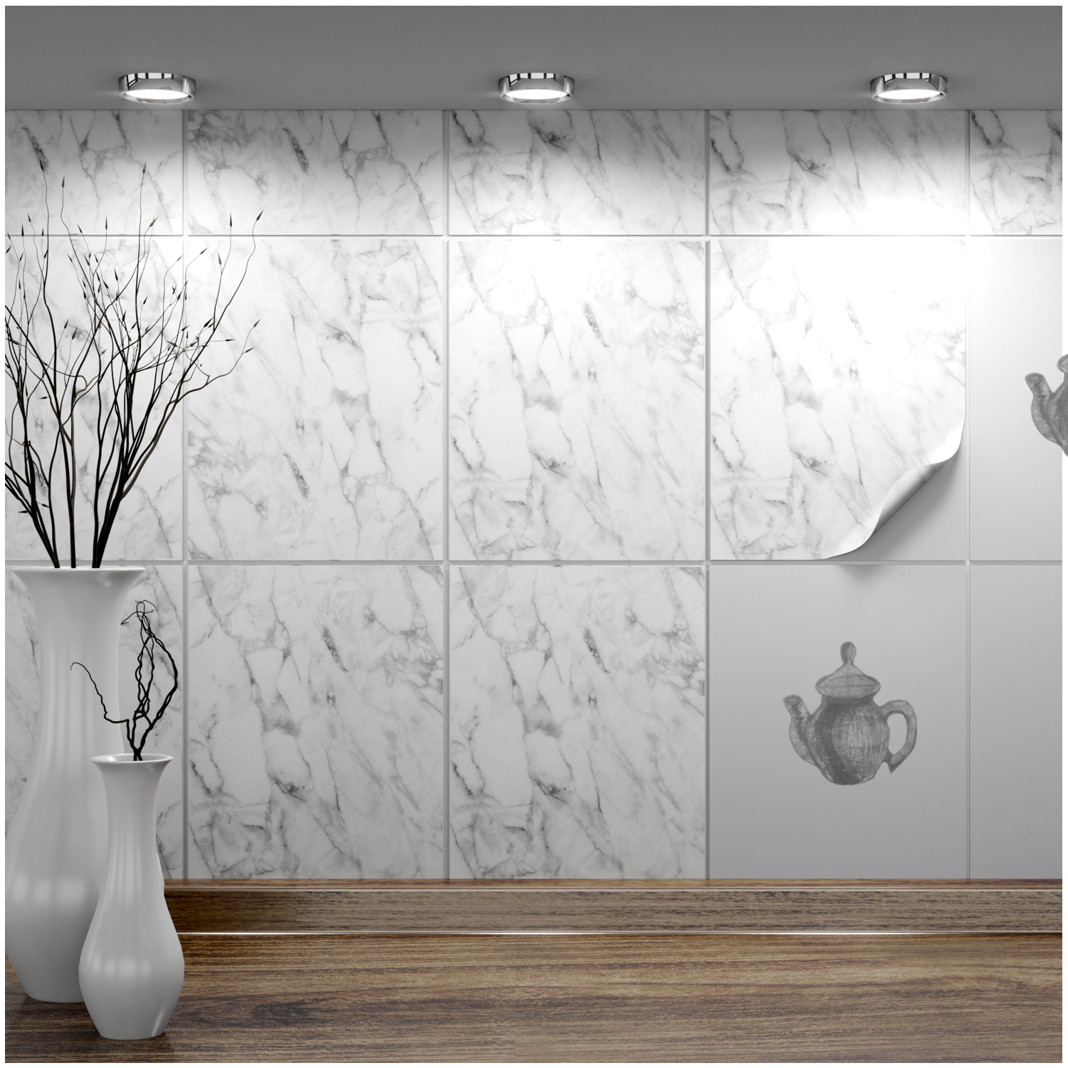 Fliesenaufkleber 20x25 cm für Küche, Bad - Fliesenfolie Marmor - FoLIESEN