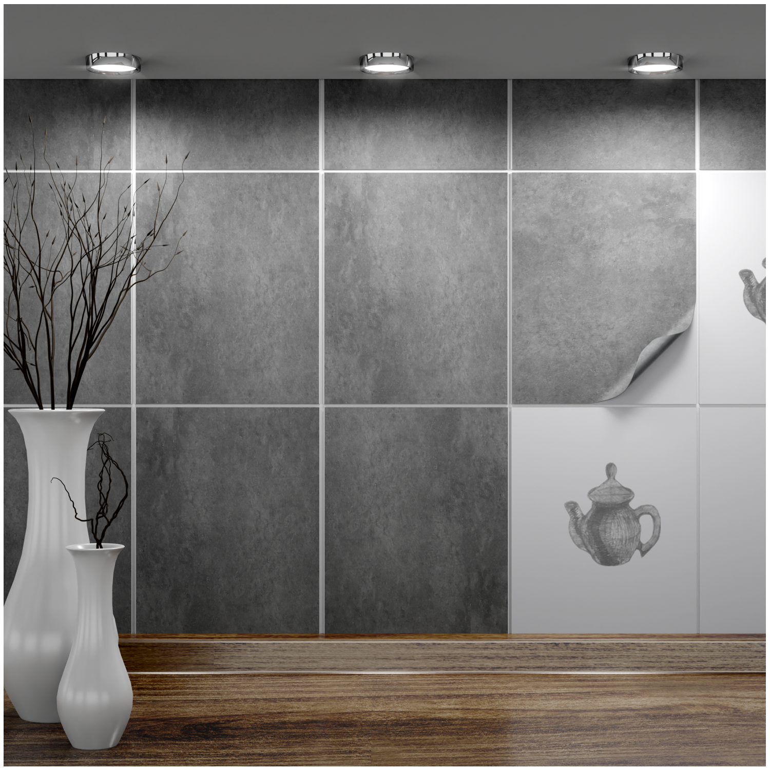 Fliesenaufkleber 20x25 cm für Küche, Bad - Fliesenfolie Beton - FoLIESEN