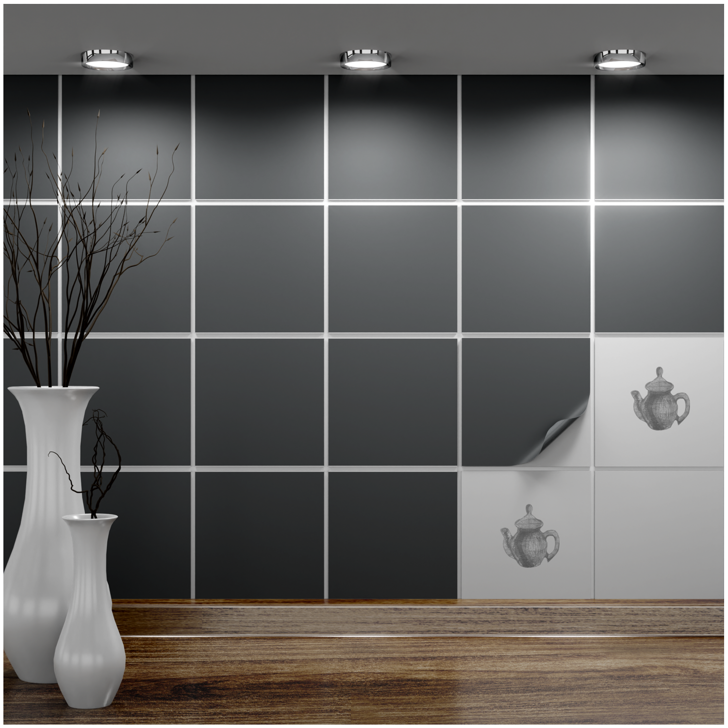 Fliesenaufkleber 15x15 cm für Küche, Bad - Fliesenfolie Dunkelgrau matt - FoLIESEN