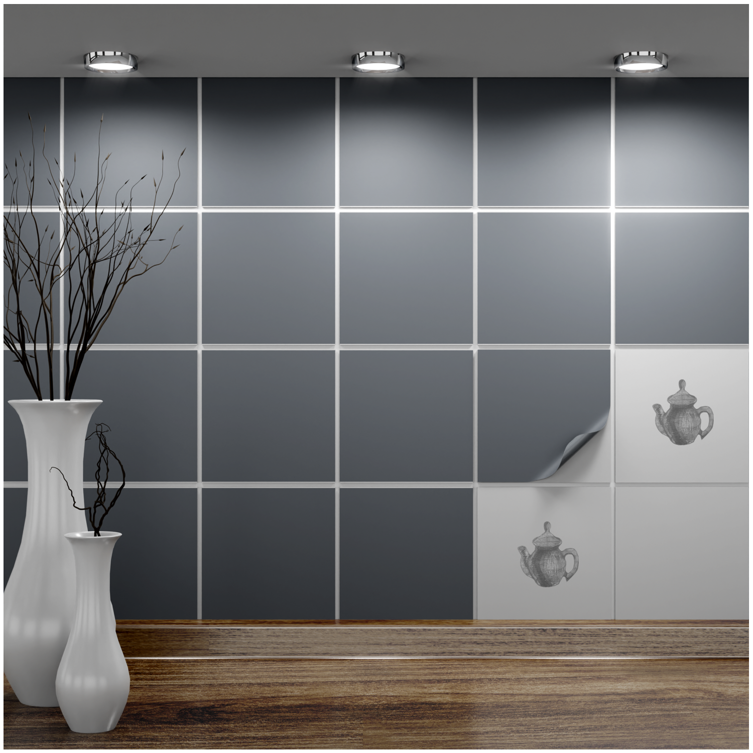 Fliesenaufkleber 15x15 cm für Küche, Bad - Fliesenfolie Betongrau matt - FoLIESEN