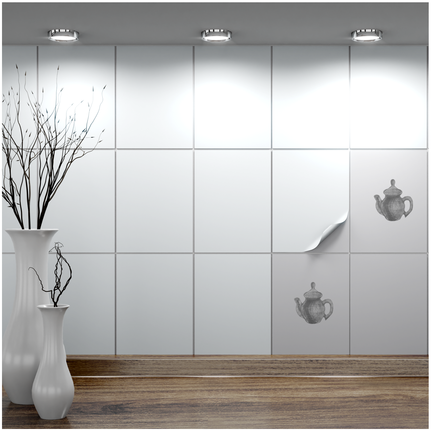 Fliesenaufkleber Weiss 15x20 cm für Küche, Bad - Fliesenfolie Weiß matt - FoLIESEN