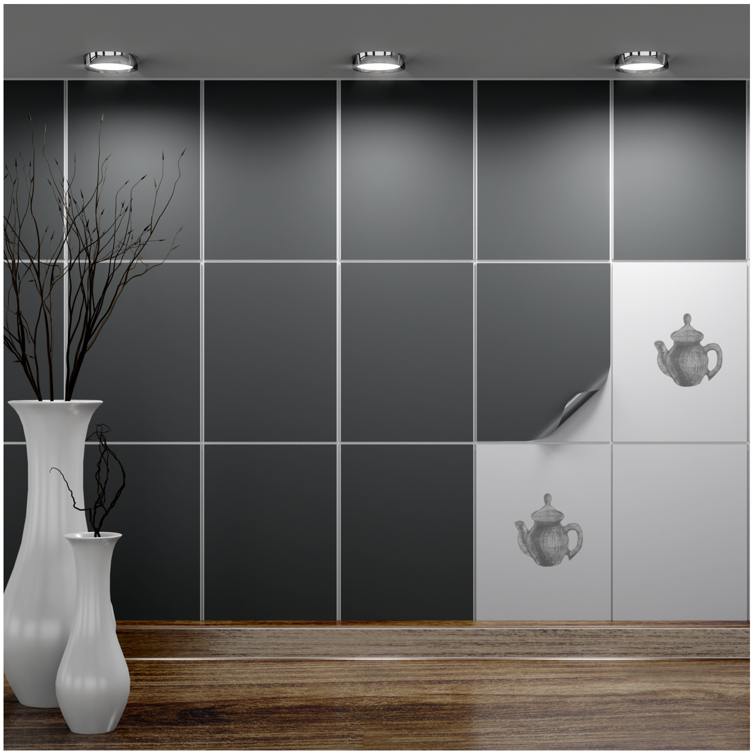Fliesenaufkleber 15x20 cm für Küche, Bad - Fliesenfolie Dunkelgrau matt - FoLIESEN
