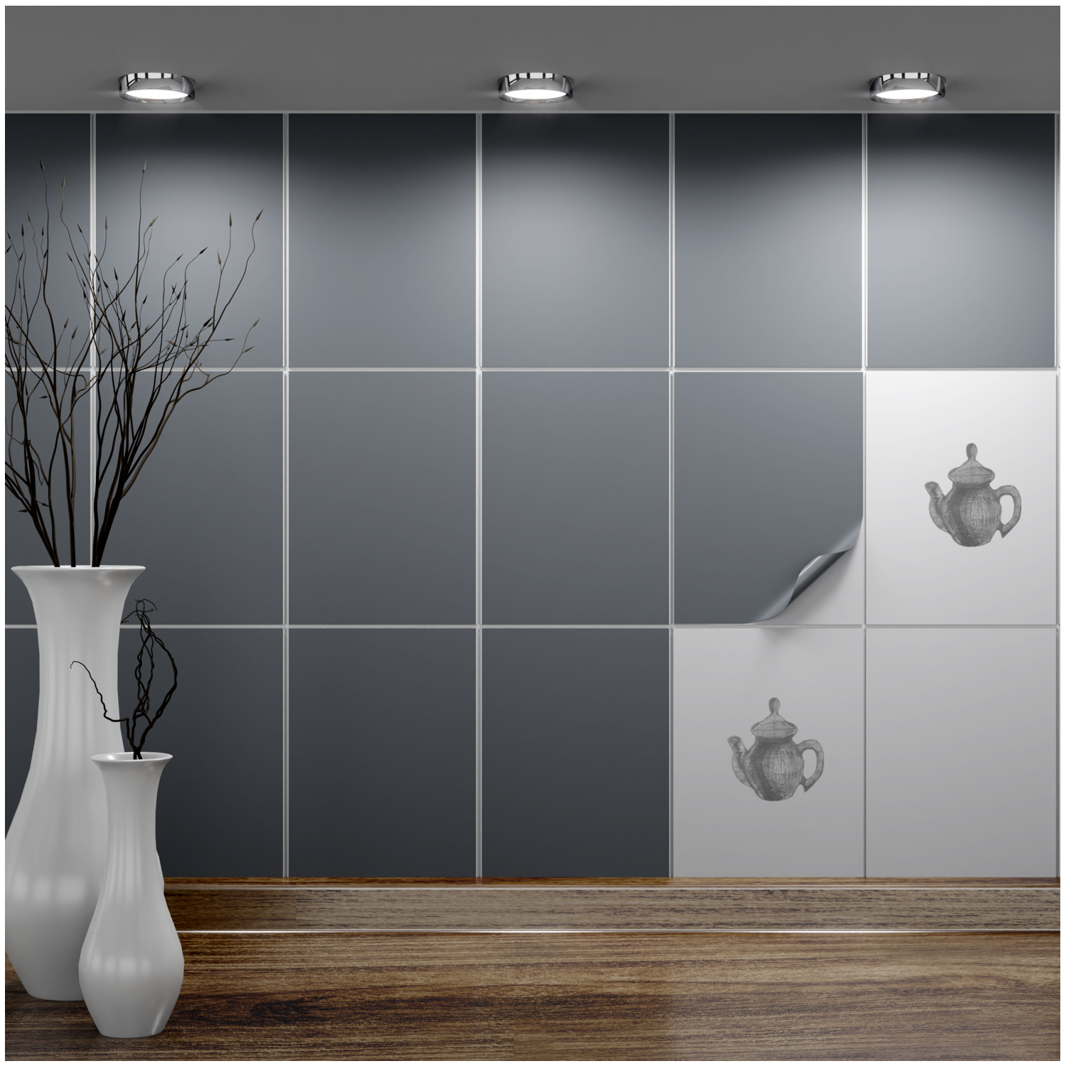 Fliesenaufkleber 15x20 cm für Küche, Bad - Fliesenfolie Betongrau matt - FoLIESEN