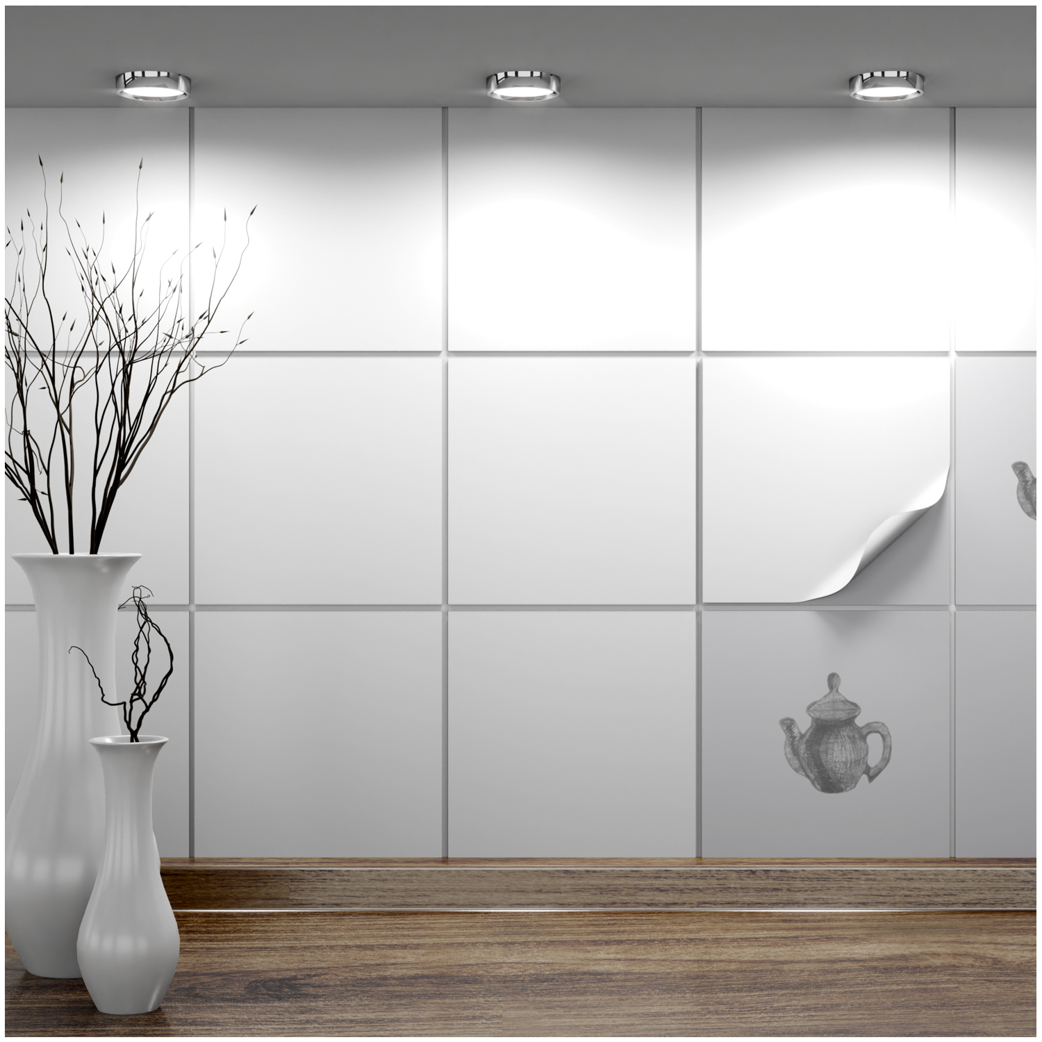 Fliesenaufkleber Weiss 20x20 cm für Küche, Bad - Fliesenfolie Weiß matt- FoLIESEN