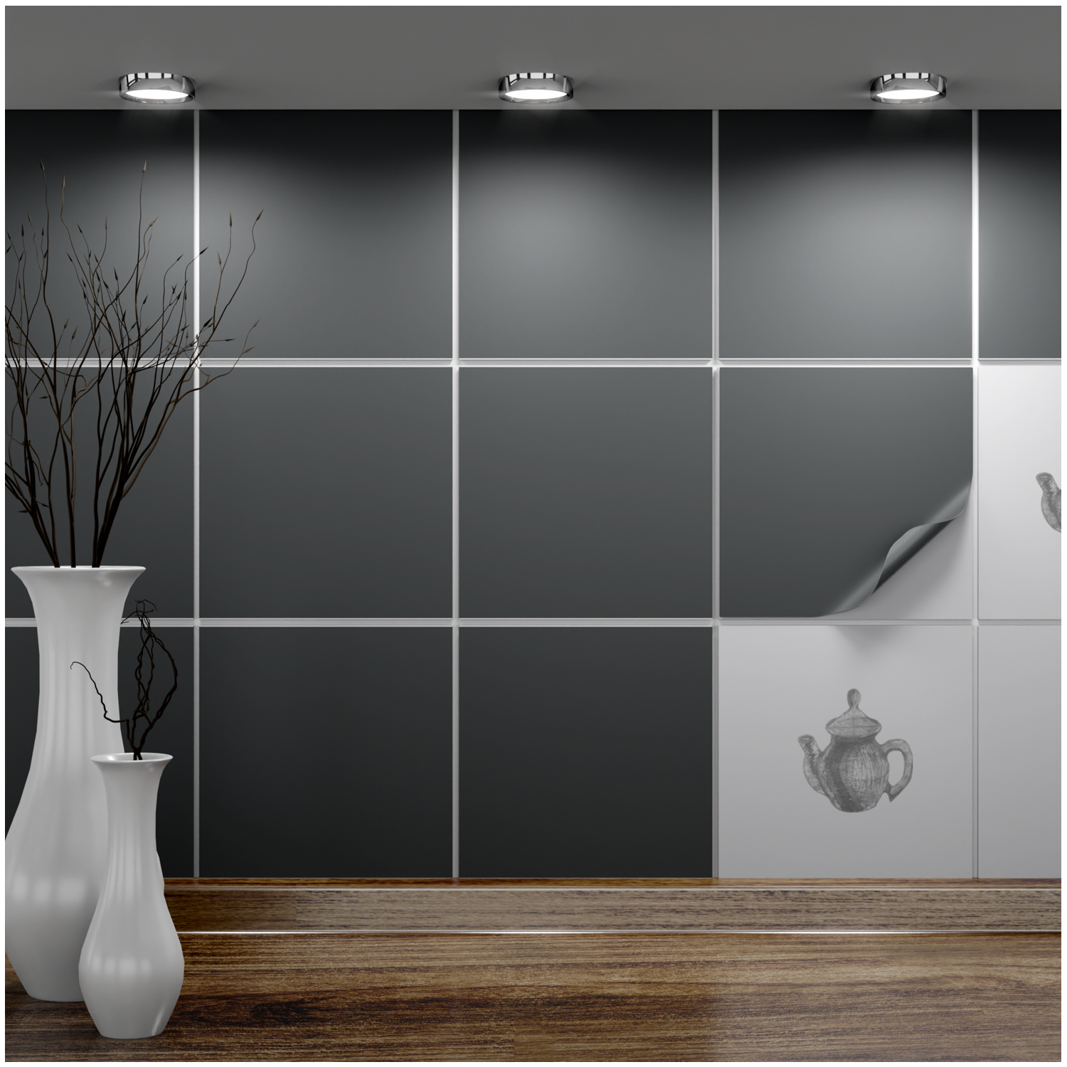 Fliesenaufkleber 20x20 cm für Küche, Bad - Fliesenfolie Dunkelgrau matt- FoLIESEN