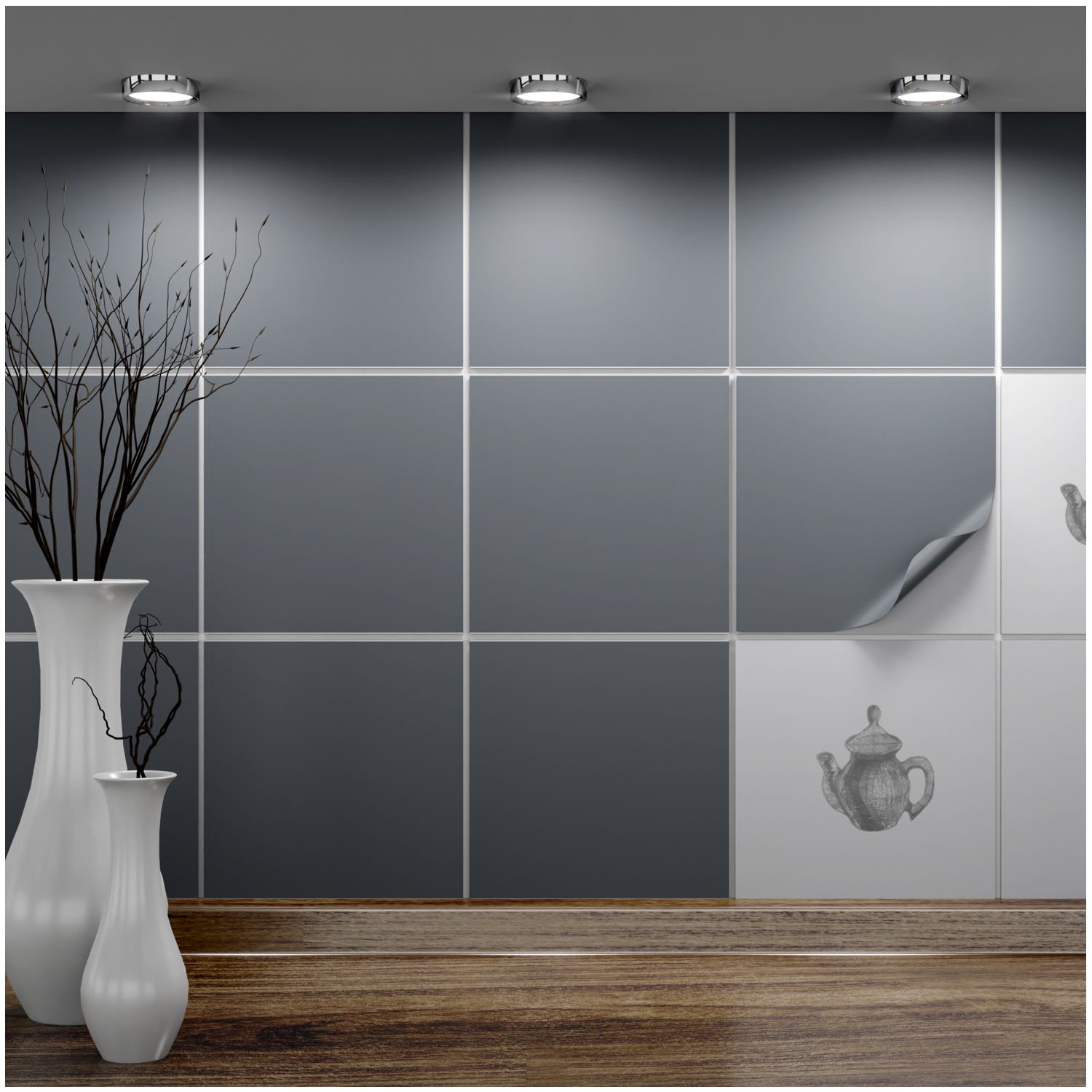 Fliesenaufkleber 20x20 cm für Küche, Bad - Fliesenfolie Betongrau matt- FoLIESEN