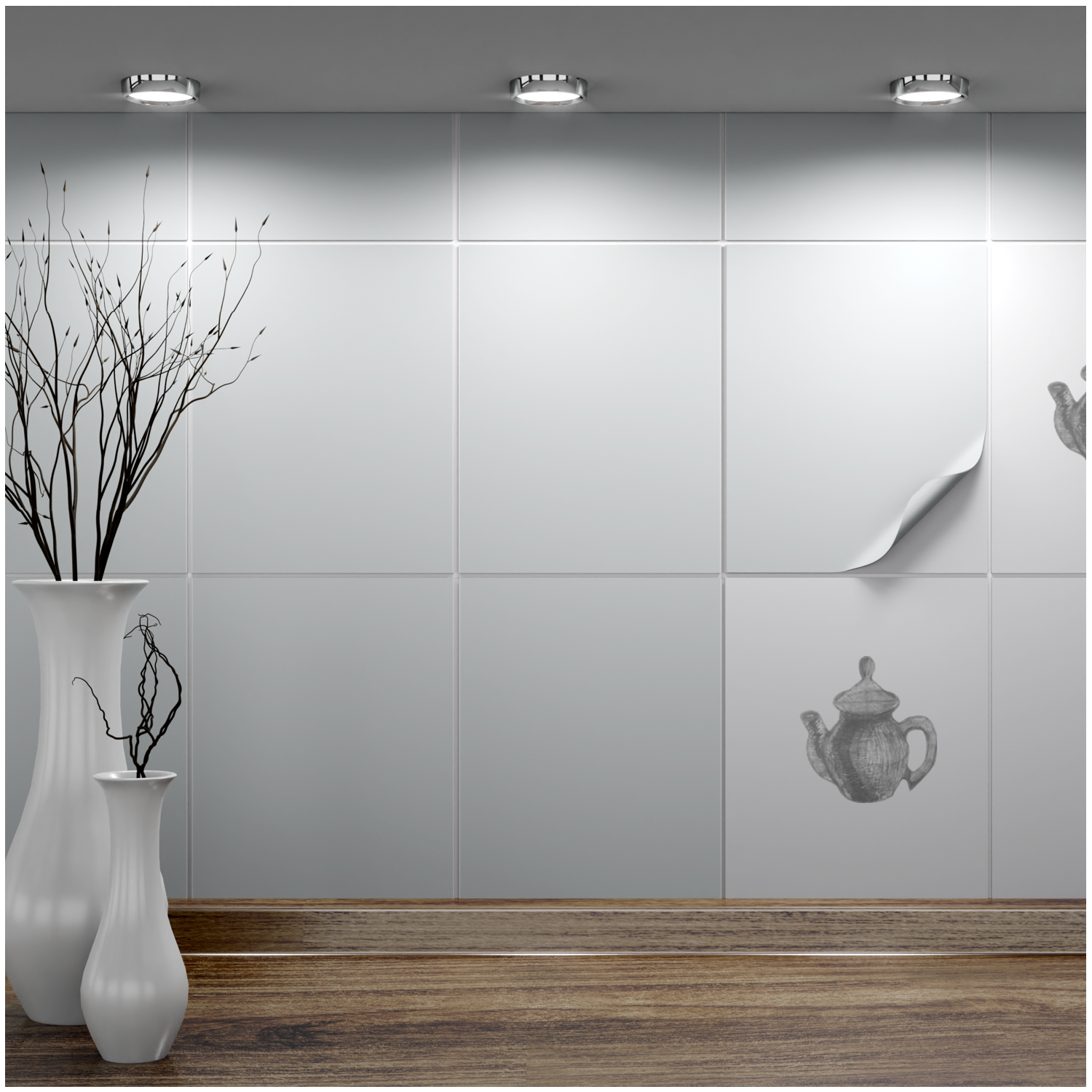 Fliesenaufkleber 20x25 cm für Küche, Bad - Fliesenfolie Hellgrau matt - FoLIESEN