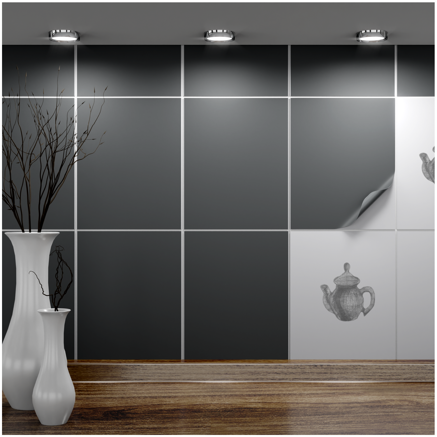 Fliesenaufkleber 20x25 cm für Küche, Bad - Fliesenfolie Dunkelgrau matt - FoLIESEN