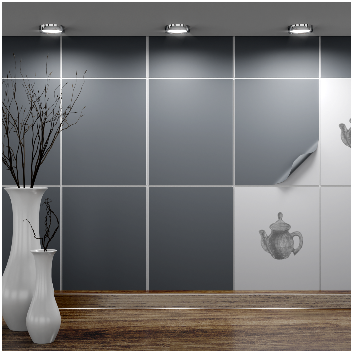 Fliesenaufkleber 20x25 cm für Küche, Bad - Fliesenfolie Betongrau matt - FoLIESEN