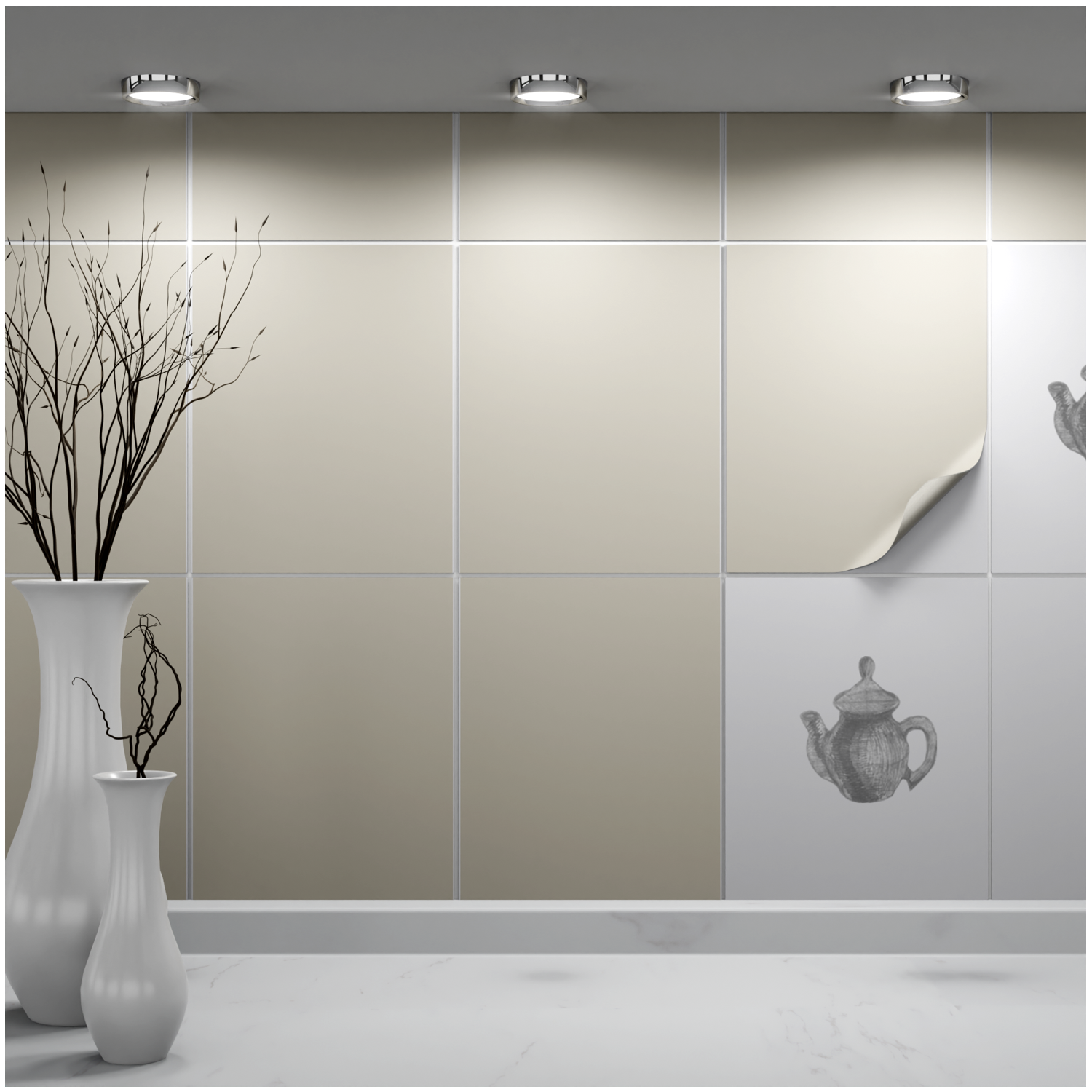 Fliesenaufkleber 20x25 cm für Küche, Bad - Fliesenfolie Sandgrau matt - FoLIESEN