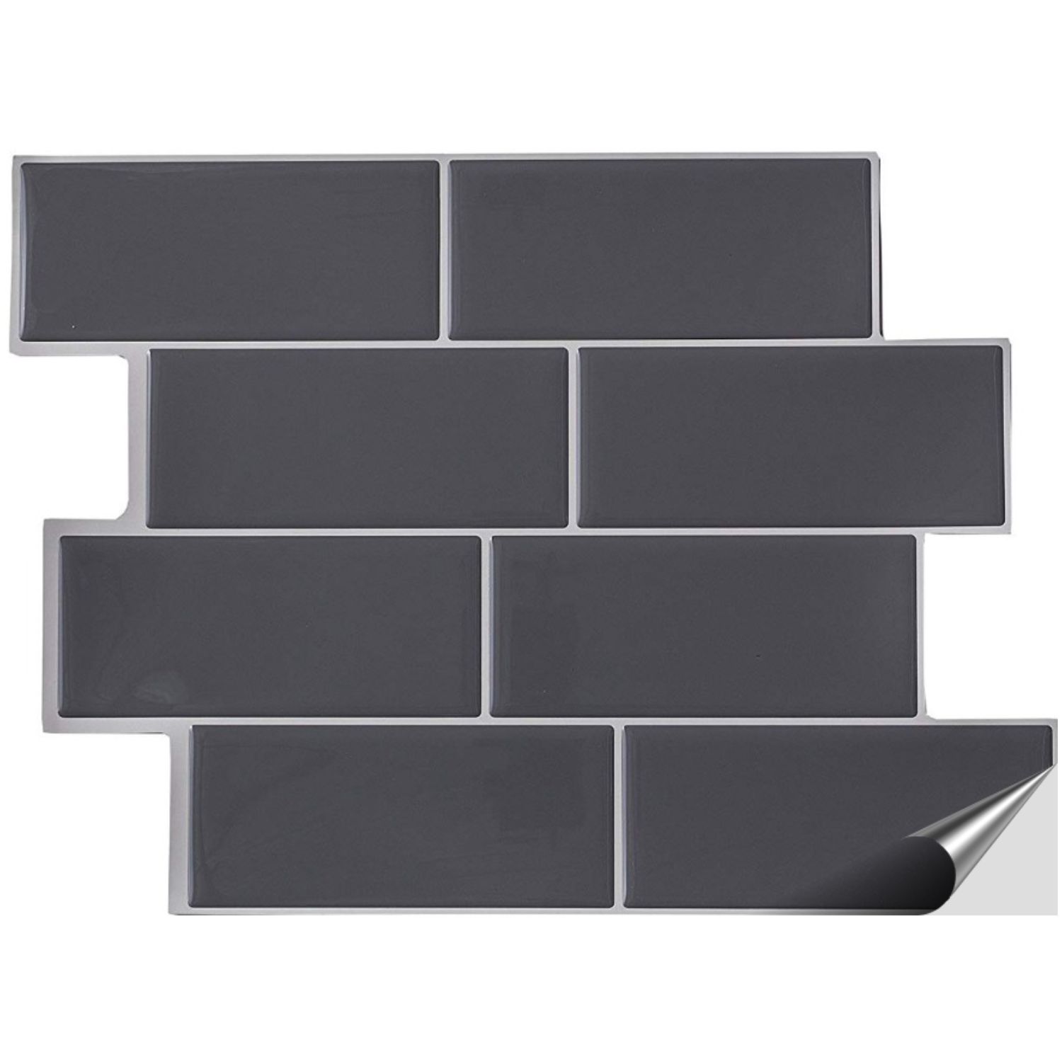 3D Fliesenaufkleber für Bad, Küche, Badezimmer - Subway - U-Bahn - Gel Fliesen-Folie selbstklebend - Metro Grau - FoLIESEN