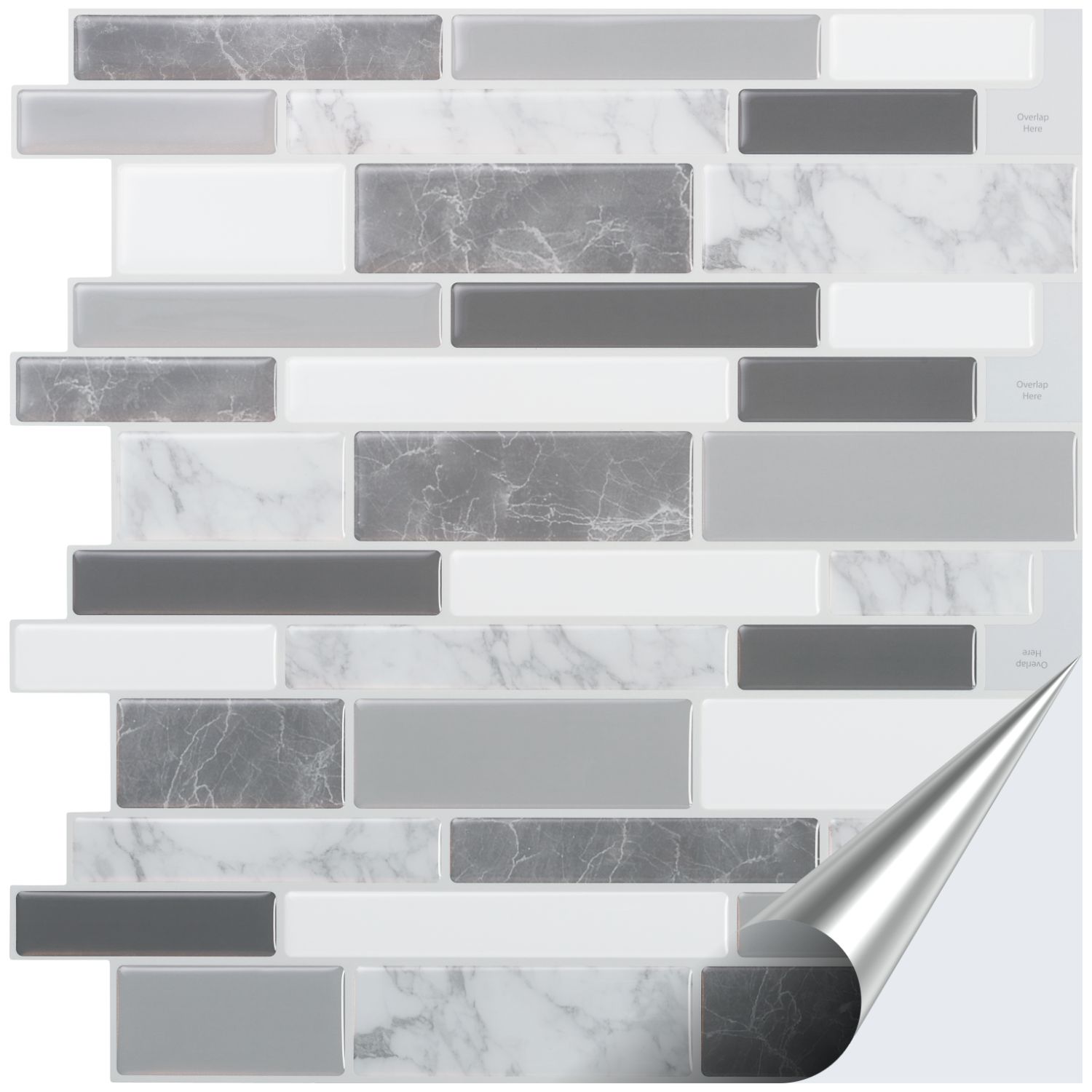 3D Fliesenaufkleber für Bad, Küche, Badezimmer - Gel Fliesen-Folie selbstklebend - Brick Marmor - FoLIESEN