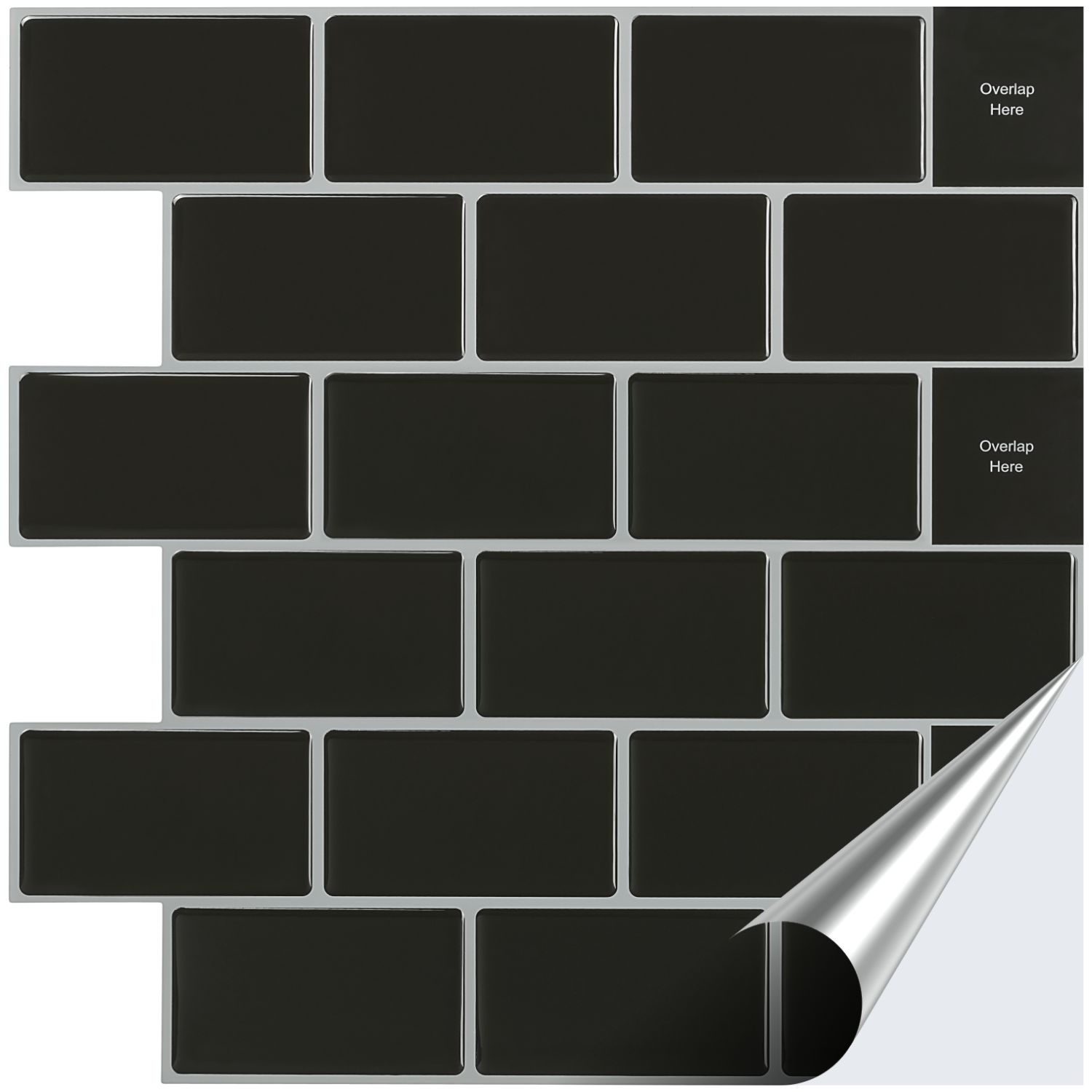 3D Fliesenaufkleber für Bad, Küche, Badezimmer - Gel Fliesen-Folie selbstklebend - Schwarzer Ziegel - FoLIESEN
