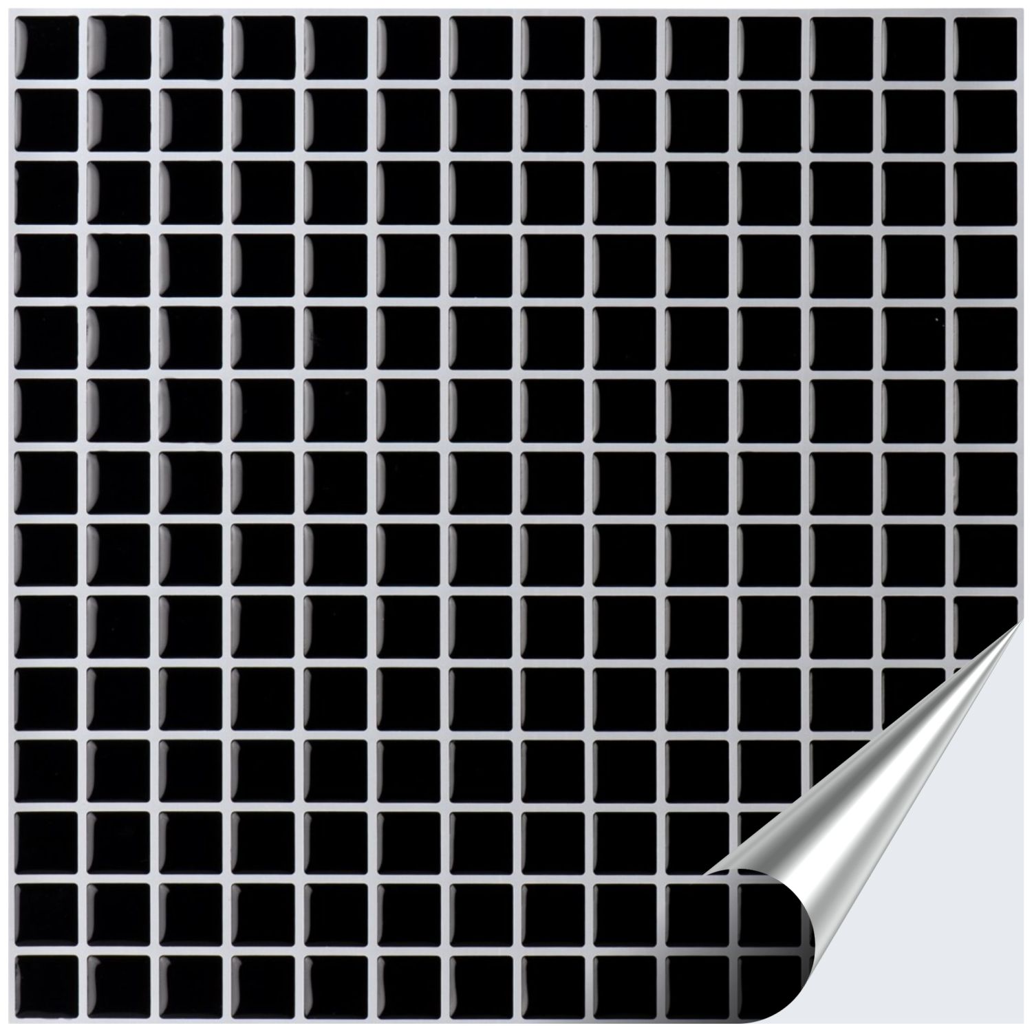 3D Fliesenaufkleber für Bad, Küche, Badezimmer - Mosaikfliese Schwarz - Gel Fliesen-Folie selbstklebend - Mosaik Black Diamond - FoLIESEN
