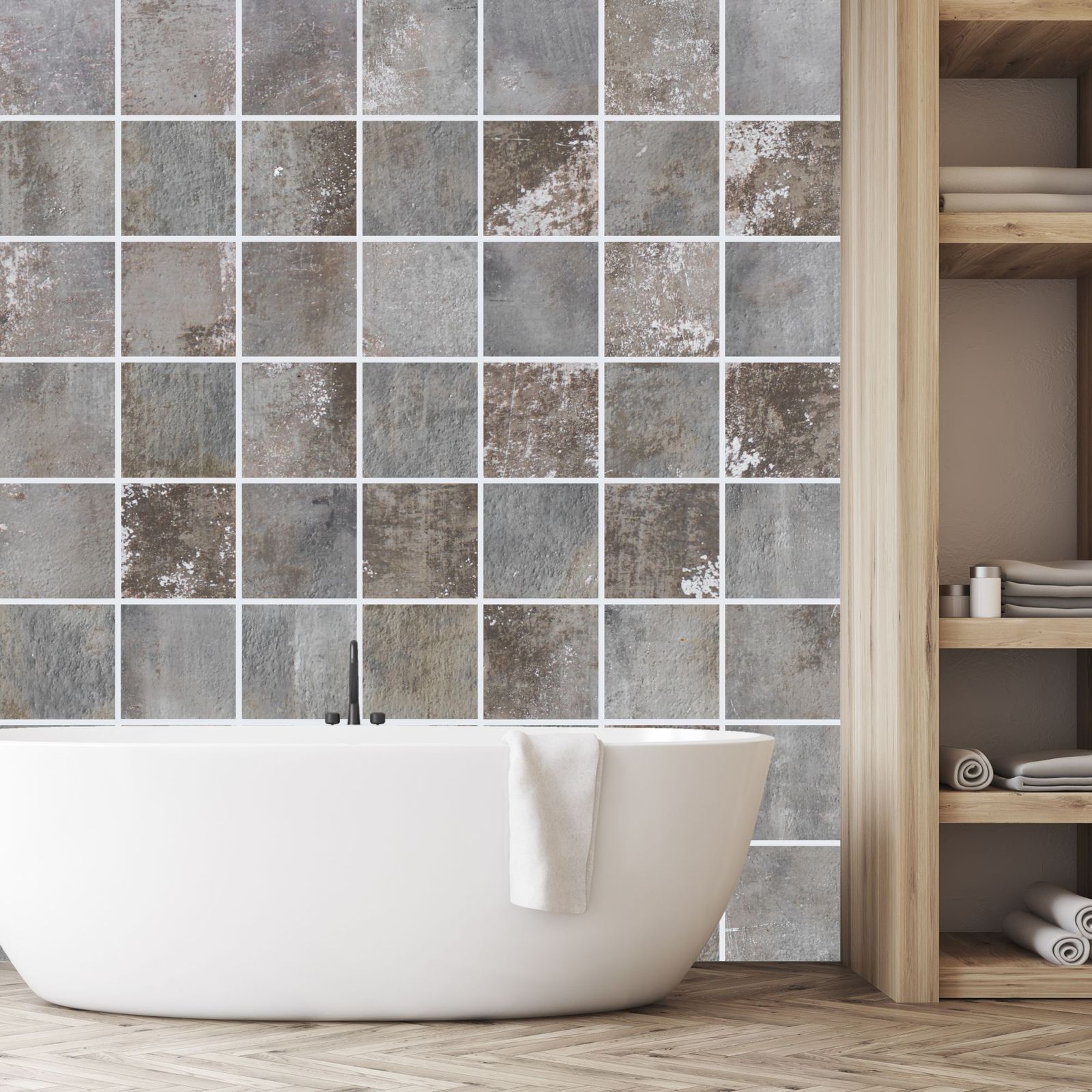 Fliesenaufkleber für Küche und Bad - 15x15 cm - Betonwand - 16-tlg. Set - FoLIESEN