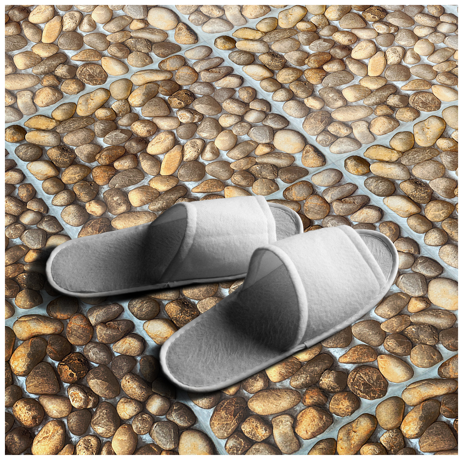 Fliesenaufkleber für den Boden - selbstklebende Bodenfliese Kieselstein - FoLIESEN