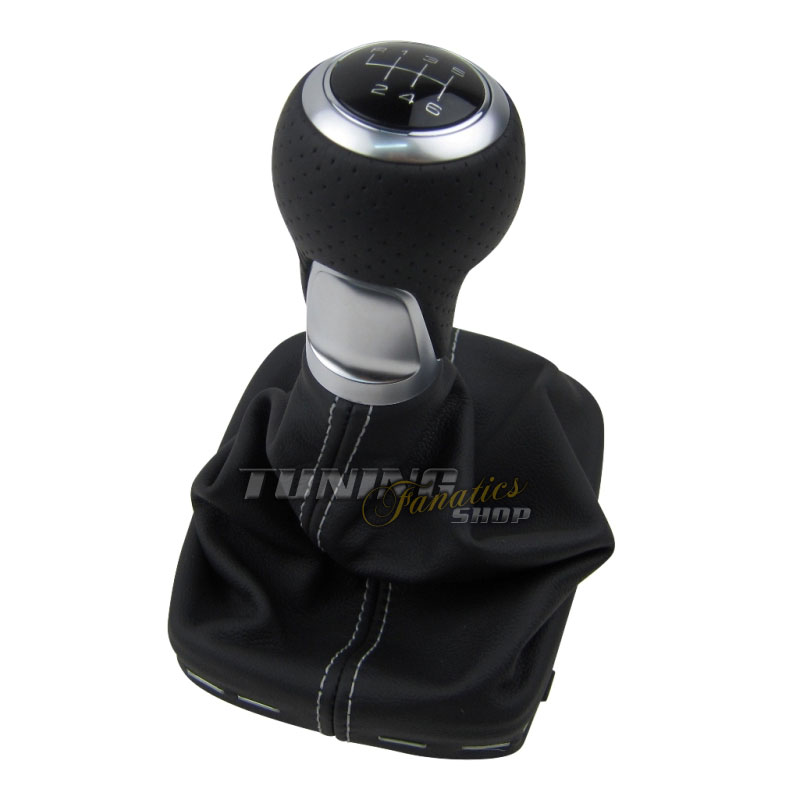 Original S-Line Schaltknauf Alu Knauf 6-Gang Leder Manschette für Audi