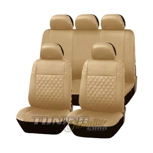 Premium Kunstleder Sitzbezug Auto Sitzbezüge Sitz Karo Beige f. viele Fahrzeuge