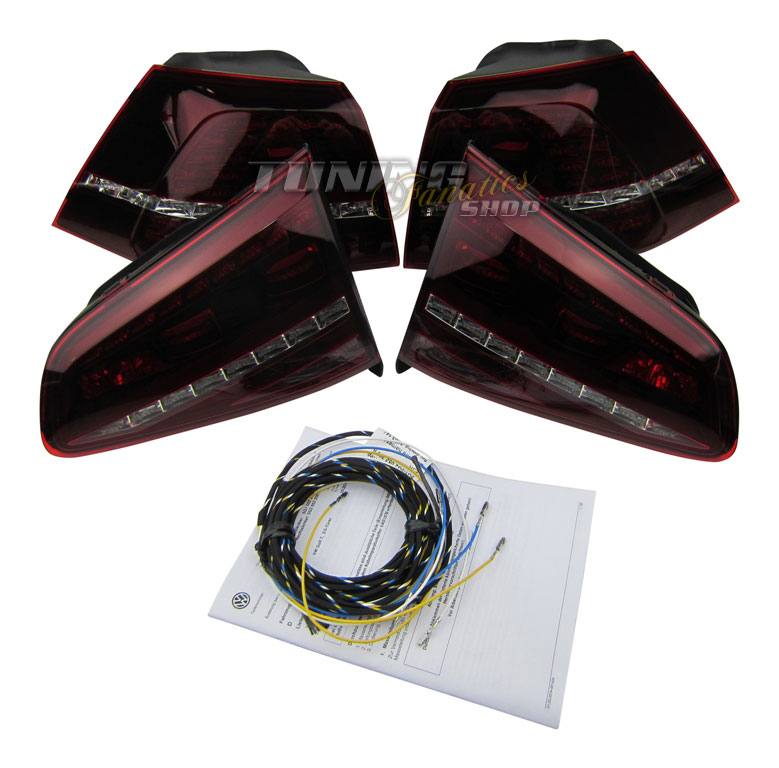 Original VW R BLACKLINE / Schwarz LED Rückleuchten + Kabelbaum für VW Golf VII 7