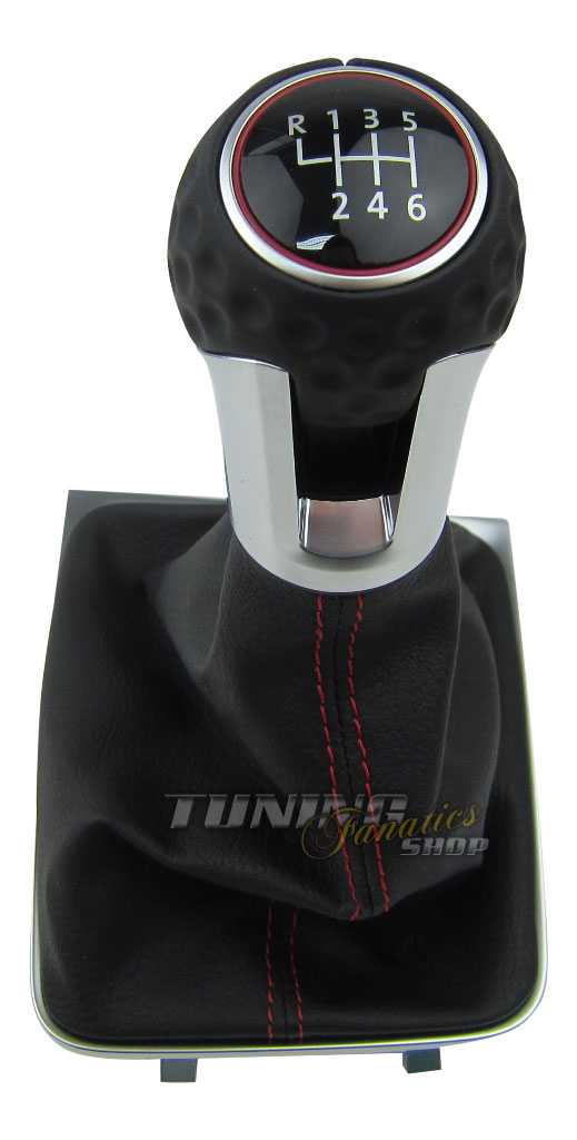 Original Edition Schaltknauf Golfball Alu Rot Leder 6-Gang VW Golf 7 / Sportsvan