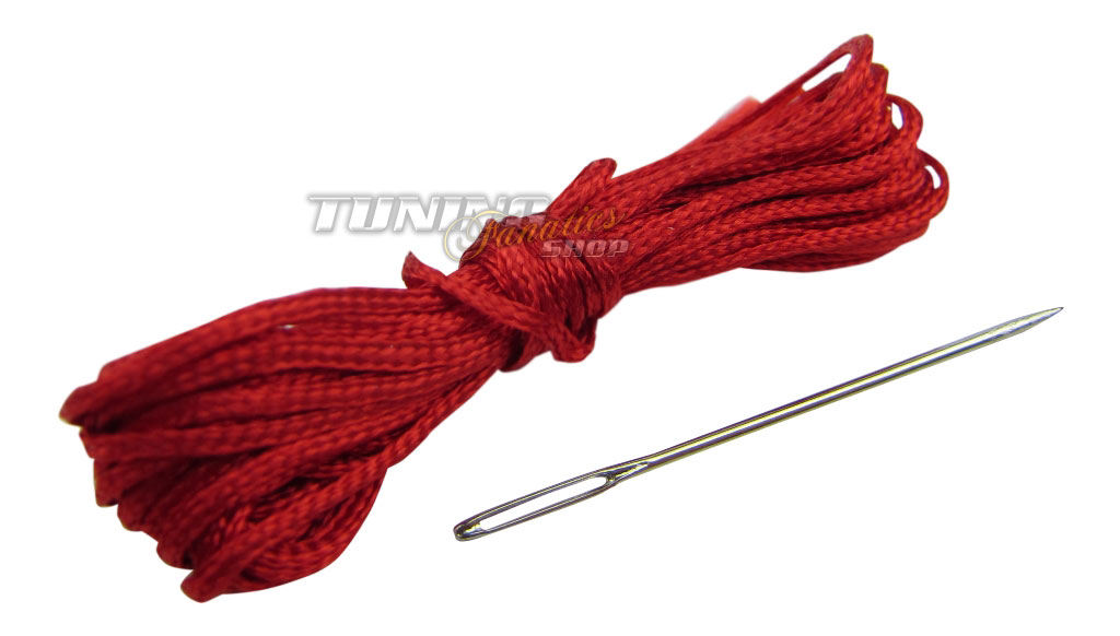 Nadel + Faden für Leder Lenkradbezug Lenkradhülle Schoner Lederlenkrad = ROT !