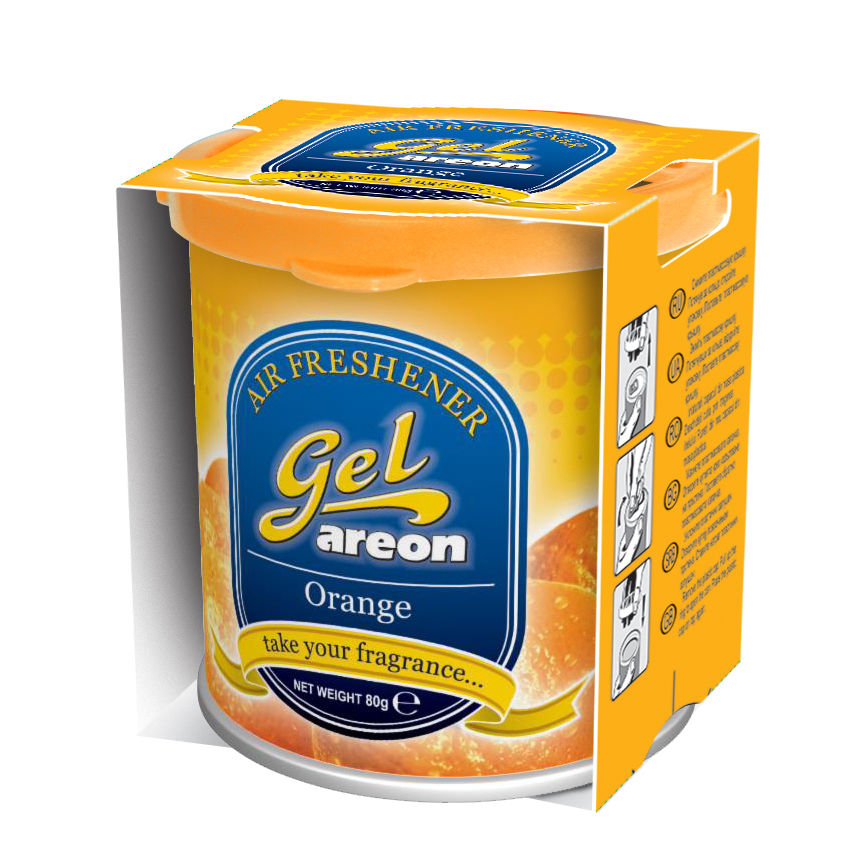 12x Original Areon Gel CAN Auto Duftdose Duftbaum Lufterfrischer + DECKEL Orange