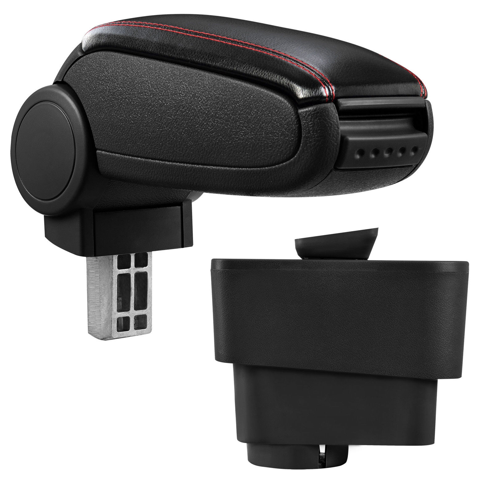 Armlehne Mittelarmlehne MAL Leder Bezug Schwarz Rot für Fiat Grande Punto 2005-