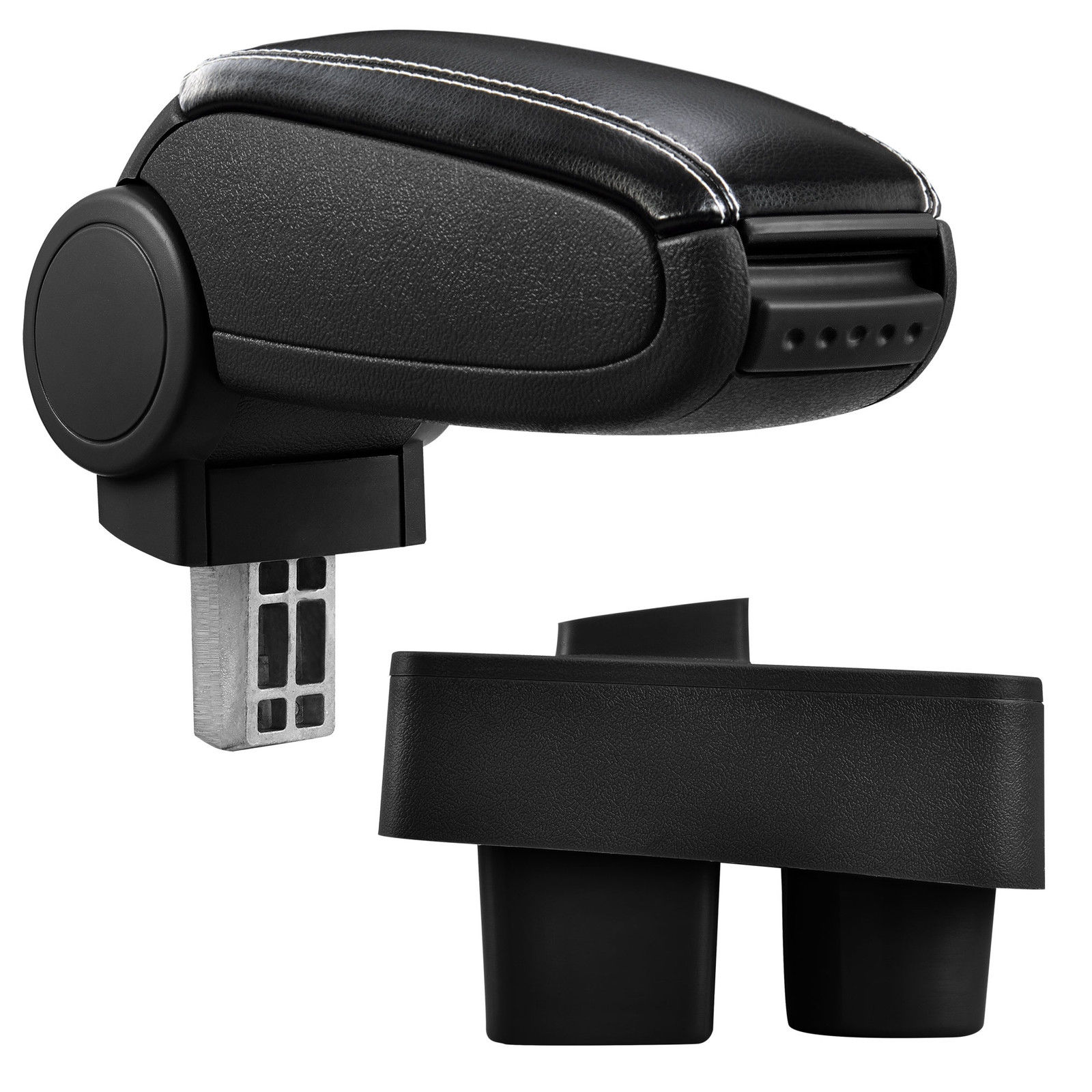 Armlehne Mittelarmlehne Leder Bezug Schwarz / Weiß für Skoda Fabia 2 II 2007-