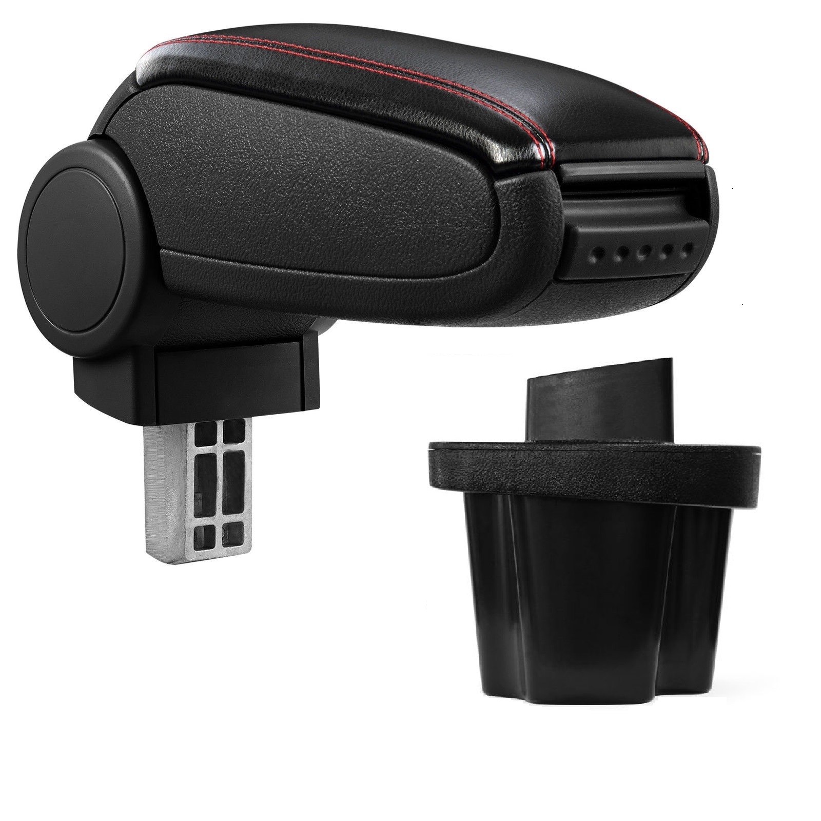 Armlehne Mittelarmlehne MAL Leder Bezug Schwarz / Rot für Hyundai Accent 2006-