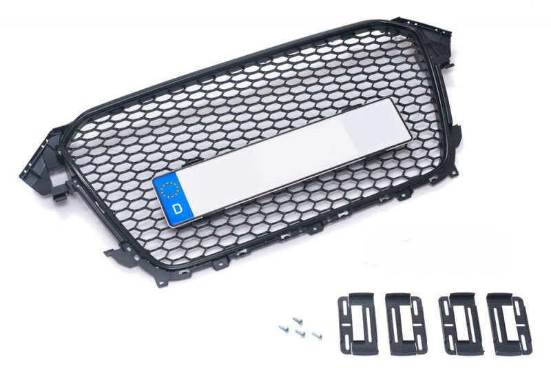 Kühlergrill Sportgrill Waben Schwarz Kennzeichen Halter PDC für Audi A4 S4 B8 8K