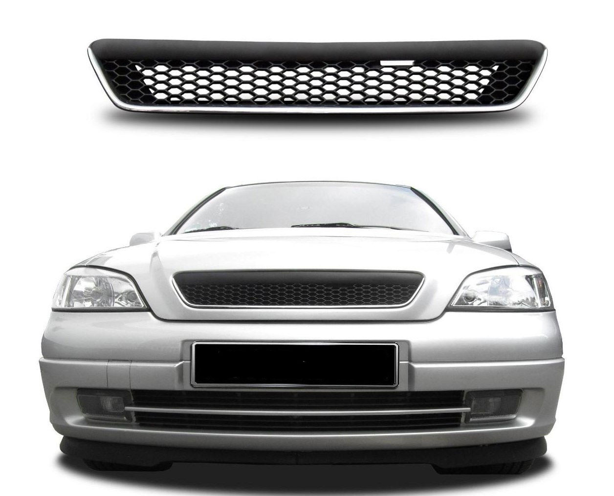 Kühlergrill Sportgrill Front Grill Waben Gitter Schwarz für Opel Astra G