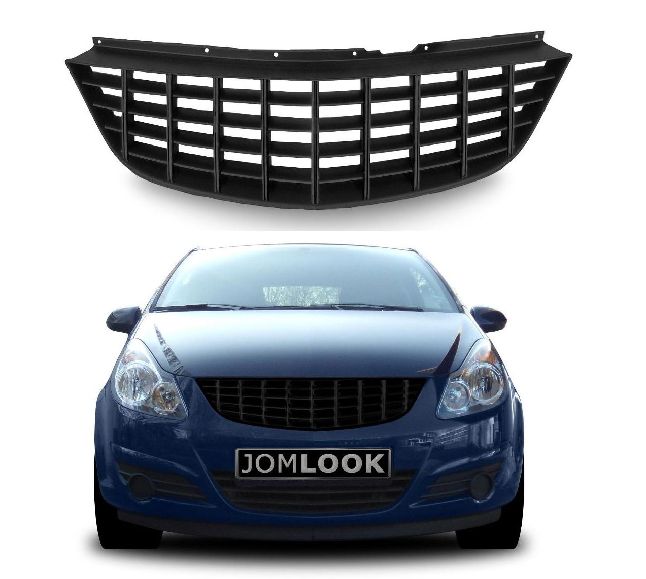 Kühlergrill Sportgrill Gitter Front Grill ohne Emblem Schwarz für Opel Corsa D