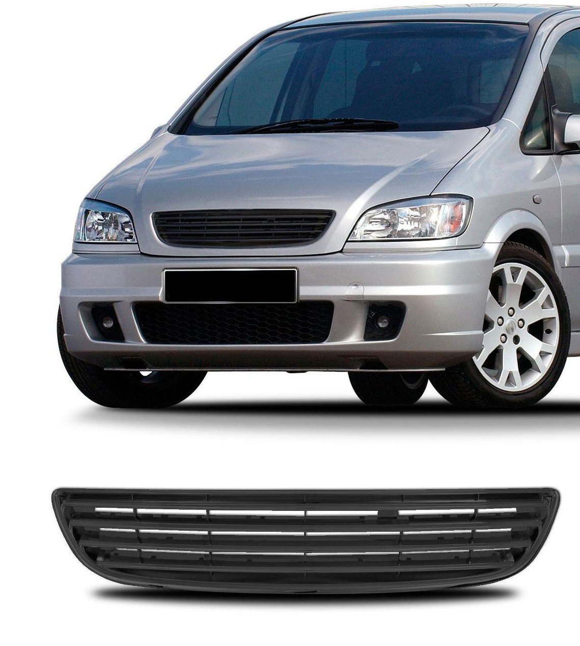 Kühlergrill Sportgrill Gitter Front Grill ohne Emblem Schwarz für Opel Zafira A