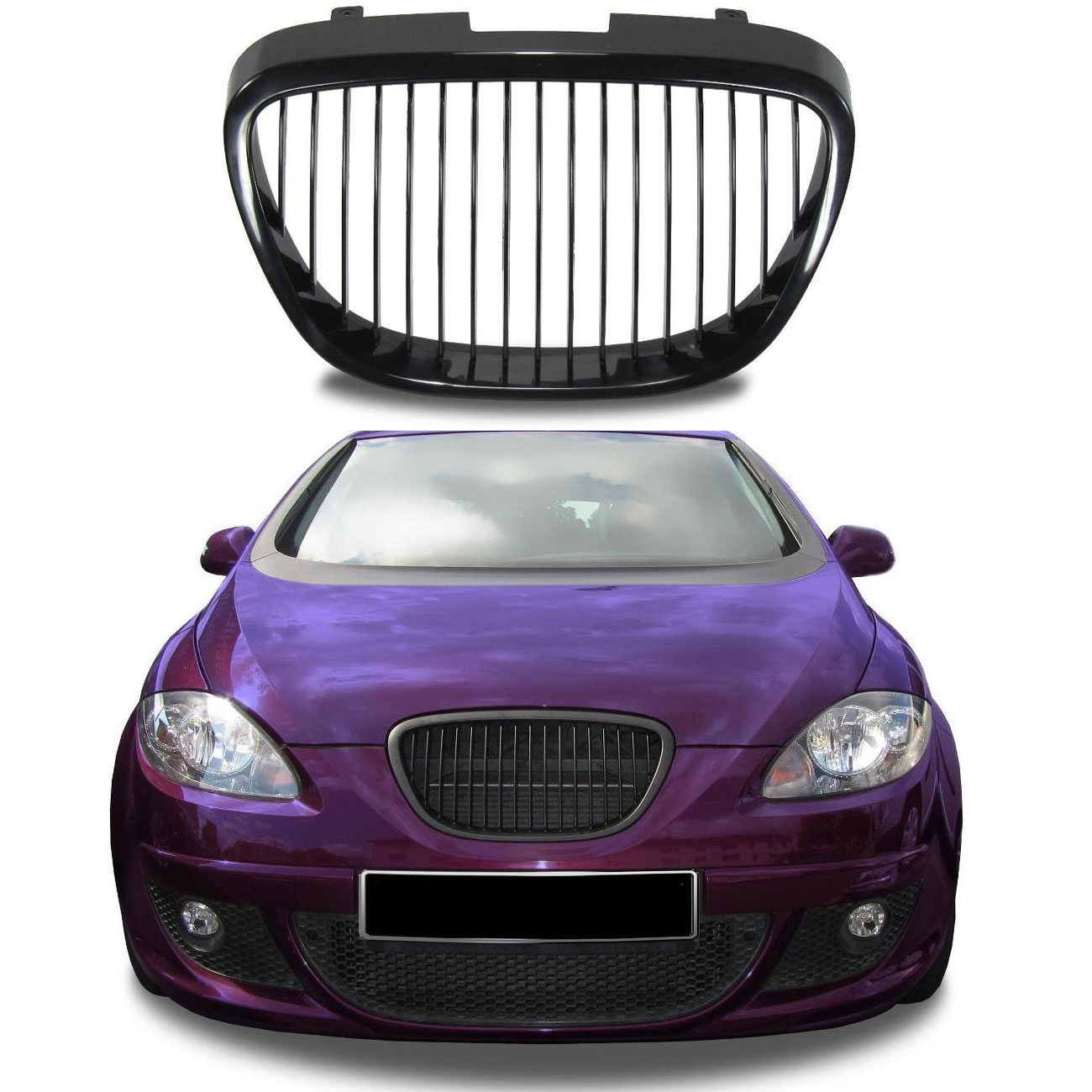Kühlergrill Sportgrill Gitter Front Grill Schwarz für Seat Leon II 2 1P / Altea